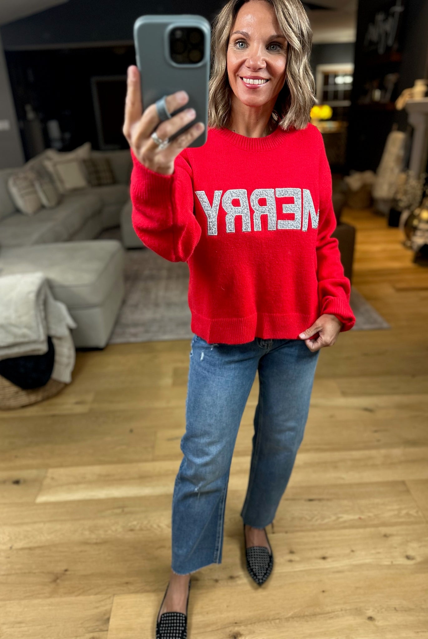 MERRY Crew Sweater-Sweaters-Wishlist-Anna Kaytes Boutique, Women's Fashion Boutique in Grinnell, Iowa