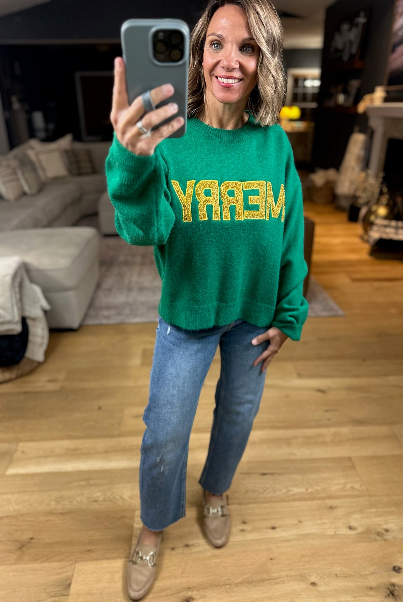 MERRY Crew Sweater-Sweaters-Wishlist-Anna Kaytes Boutique, Women's Fashion Boutique in Grinnell, Iowa