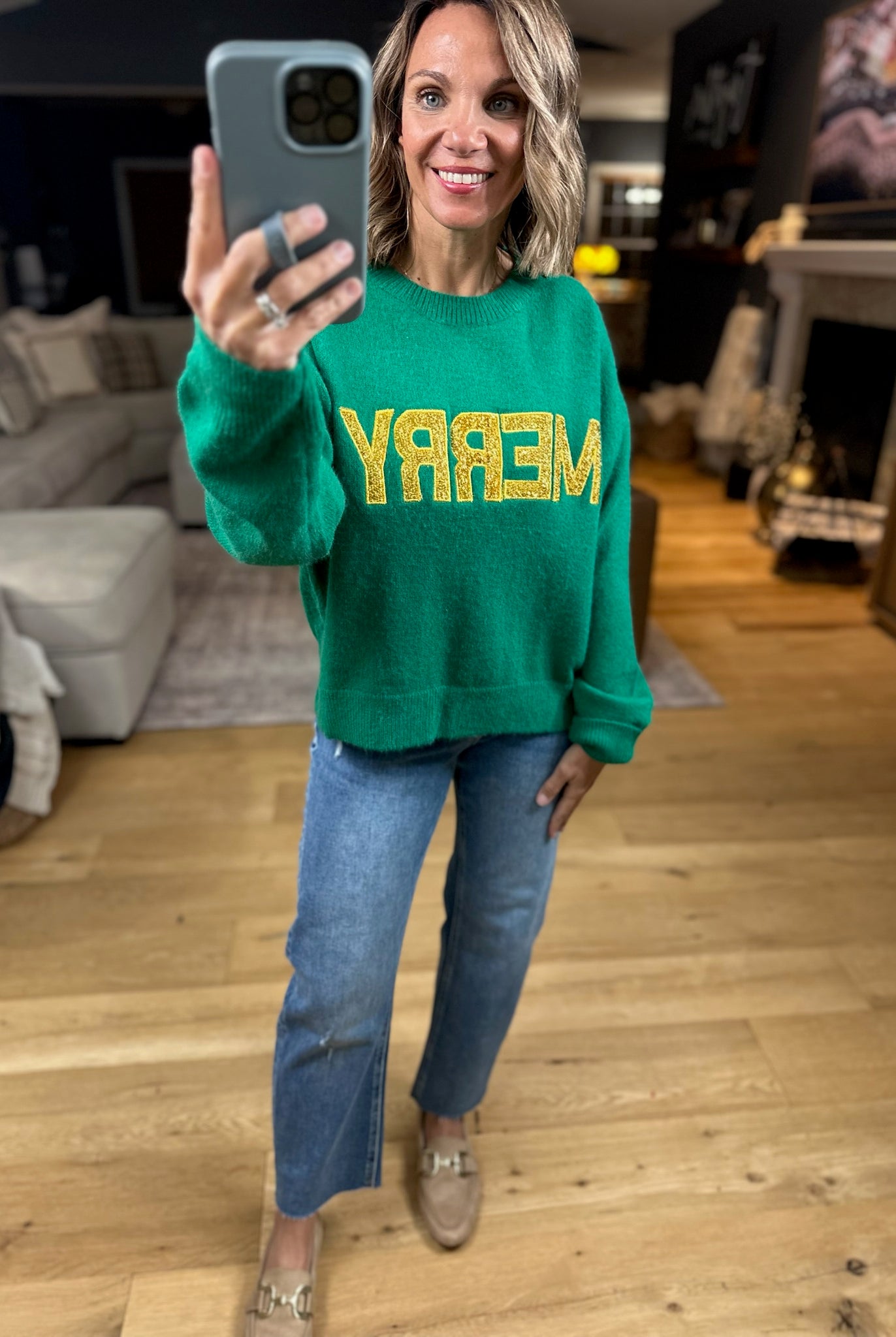 MERRY Crew Sweater-Sweaters-Wishlist-Anna Kaytes Boutique, Women's Fashion Boutique in Grinnell, Iowa