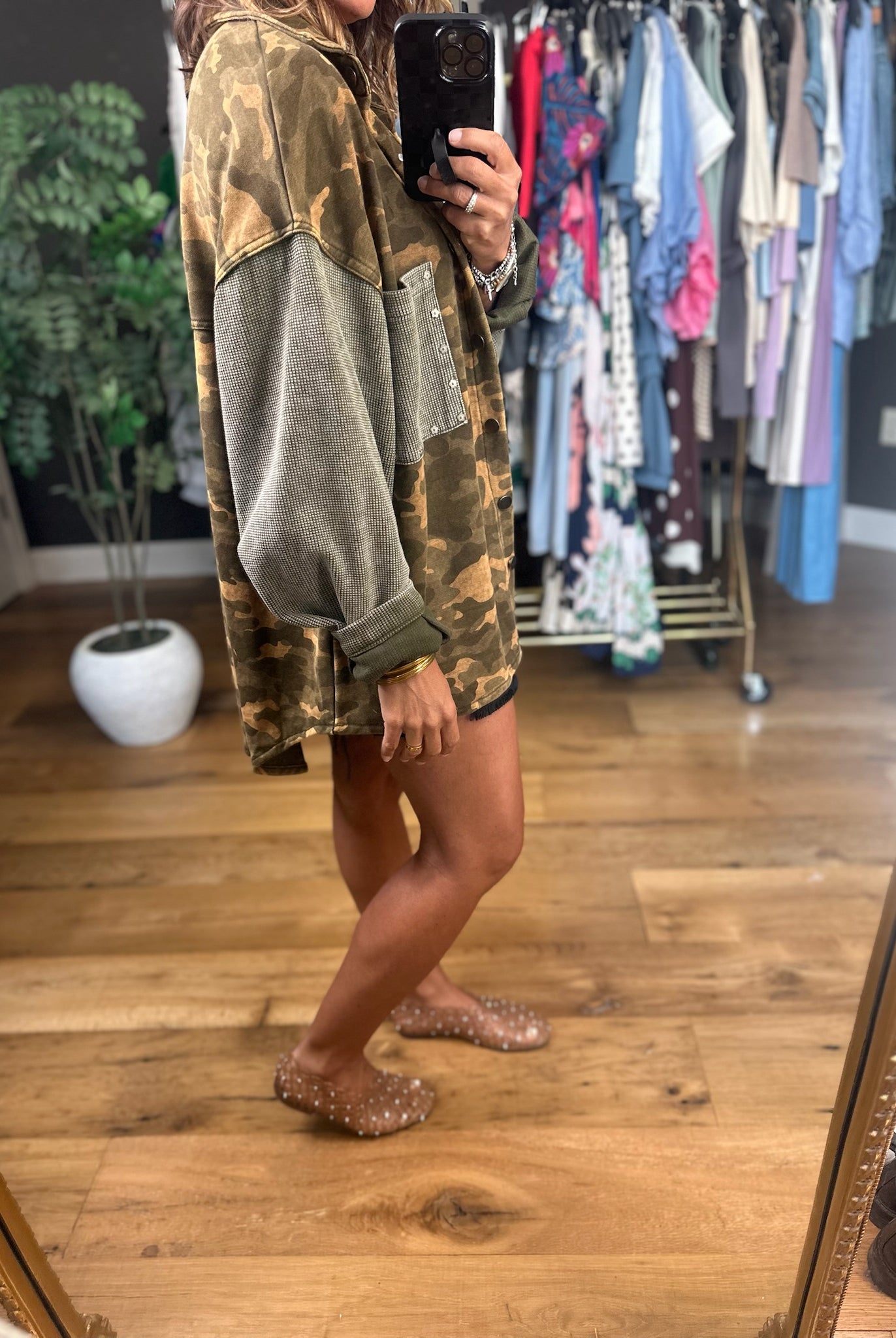 Out There Camo Jacket-Jackets-POL-Anna Kaytes Boutique, Women's Fashion Boutique in Grinnell, Iowa