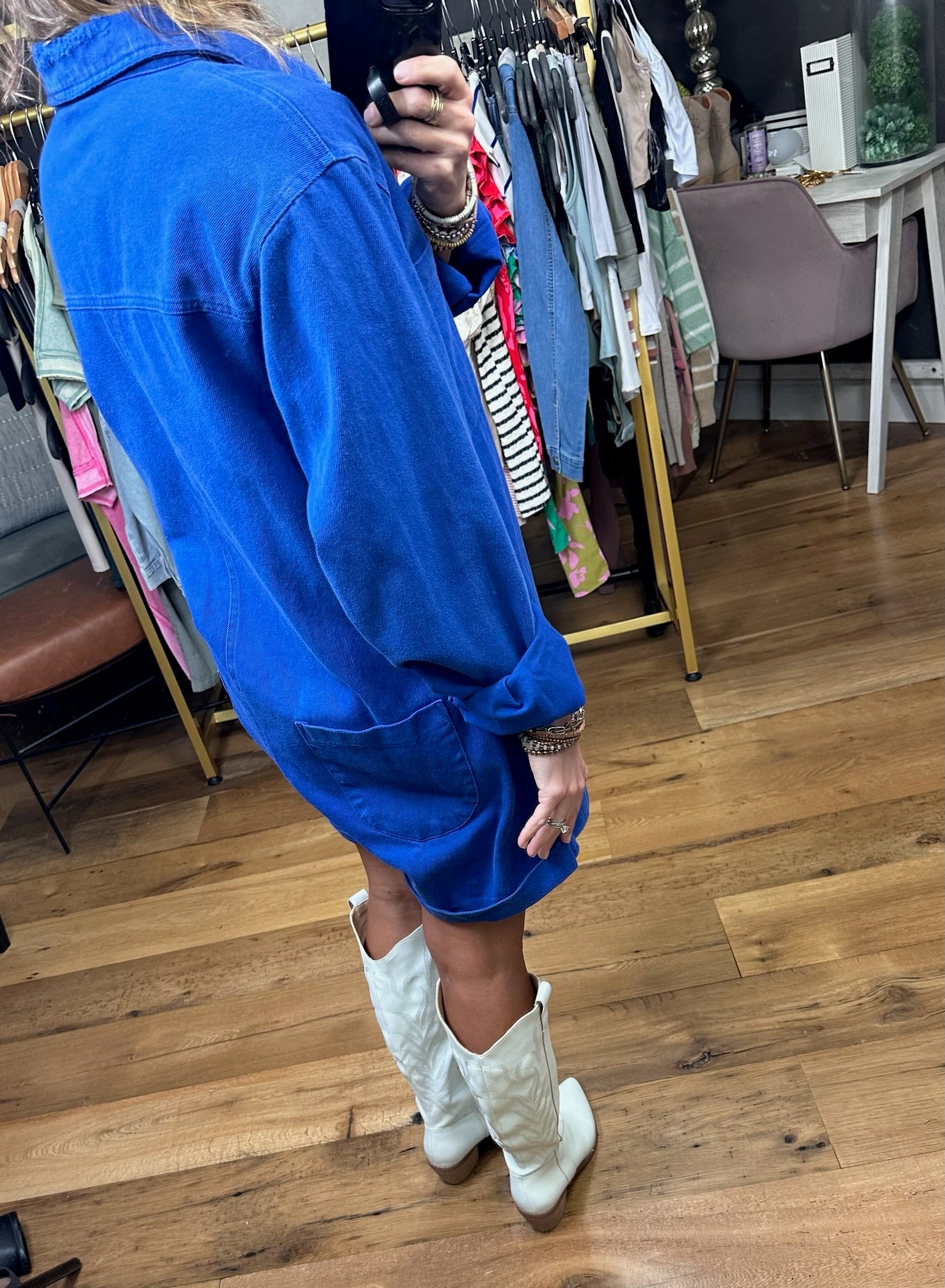 Broadway Babe Utility Button Romper - Blue-Rompers-Bucketlist IR5315-Anna Kaytes Boutique, Women's Fashion Boutique in Grinnell, Iowa