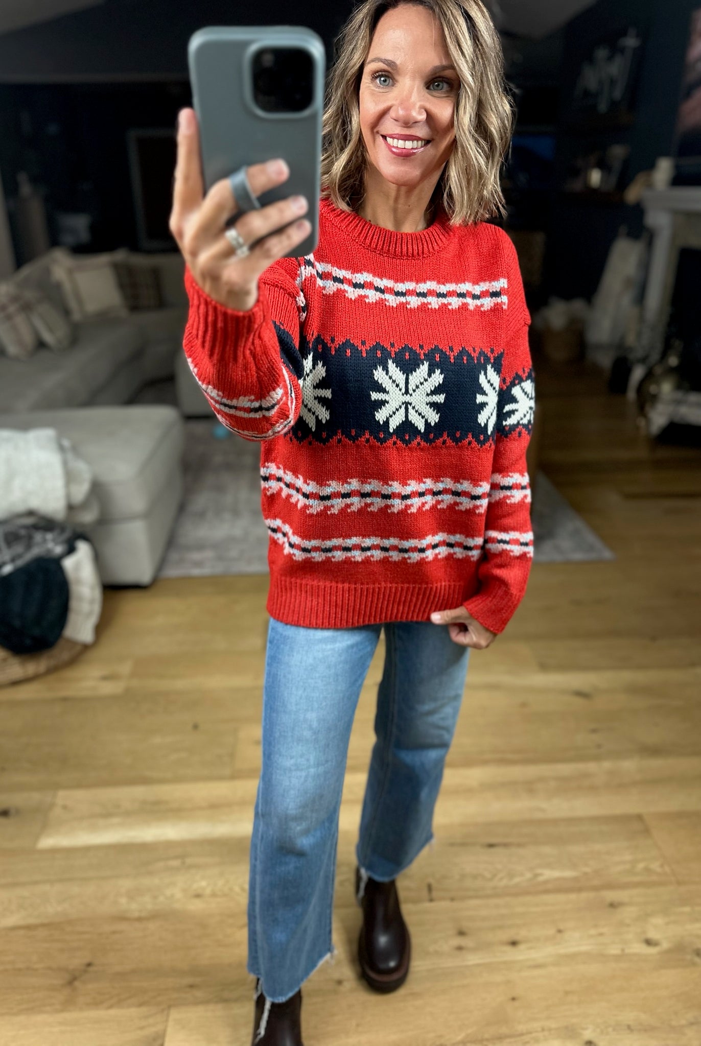 Festive Moods Fair Isle Knit Sweater-Sweaters-Staccato-Anna Kaytes Boutique, Women's Fashion Boutique in Grinnell, Iowa
