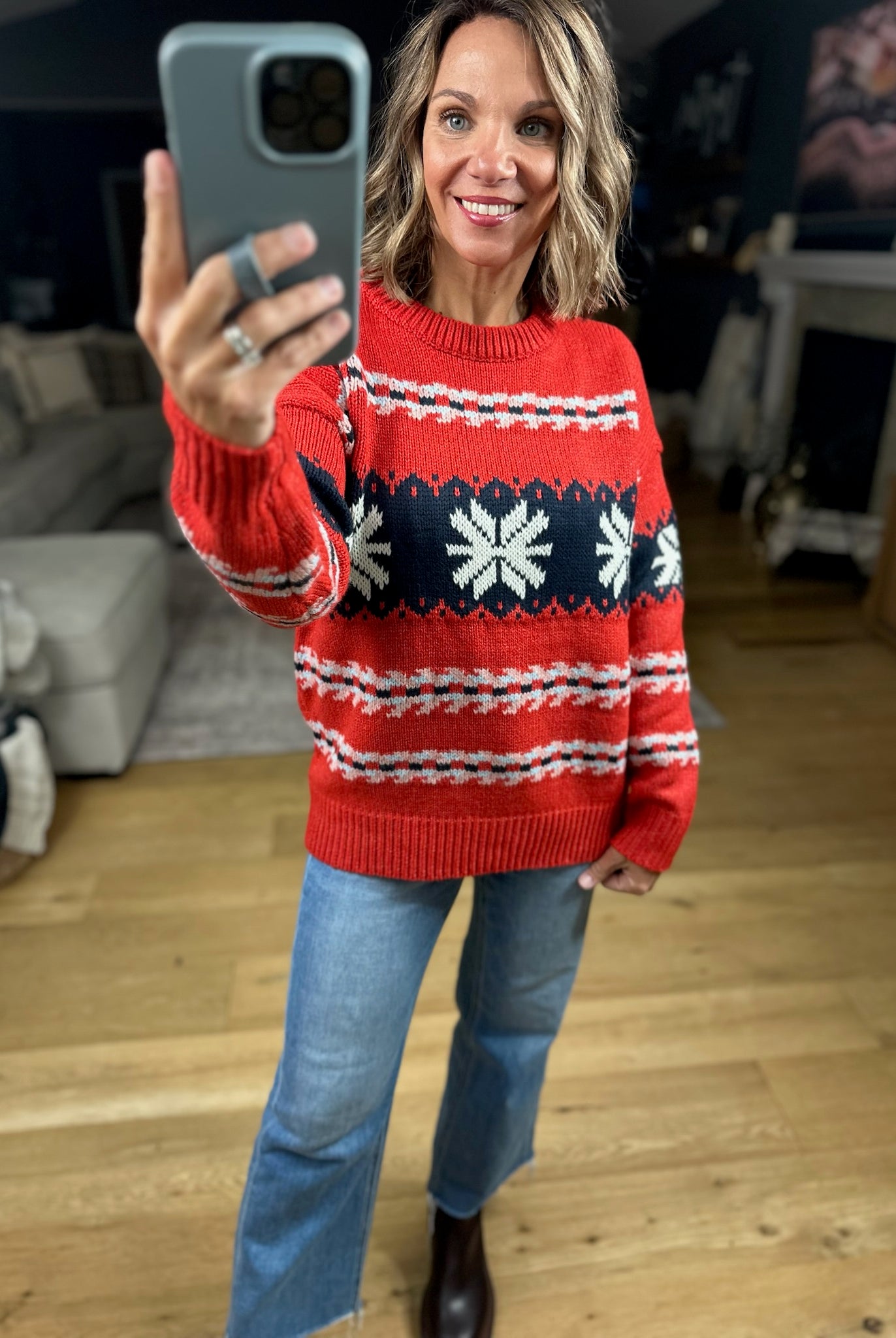 Festive Moods Fair Isle Knit Sweater-Sweaters-Staccato-Anna Kaytes Boutique, Women's Fashion Boutique in Grinnell, Iowa