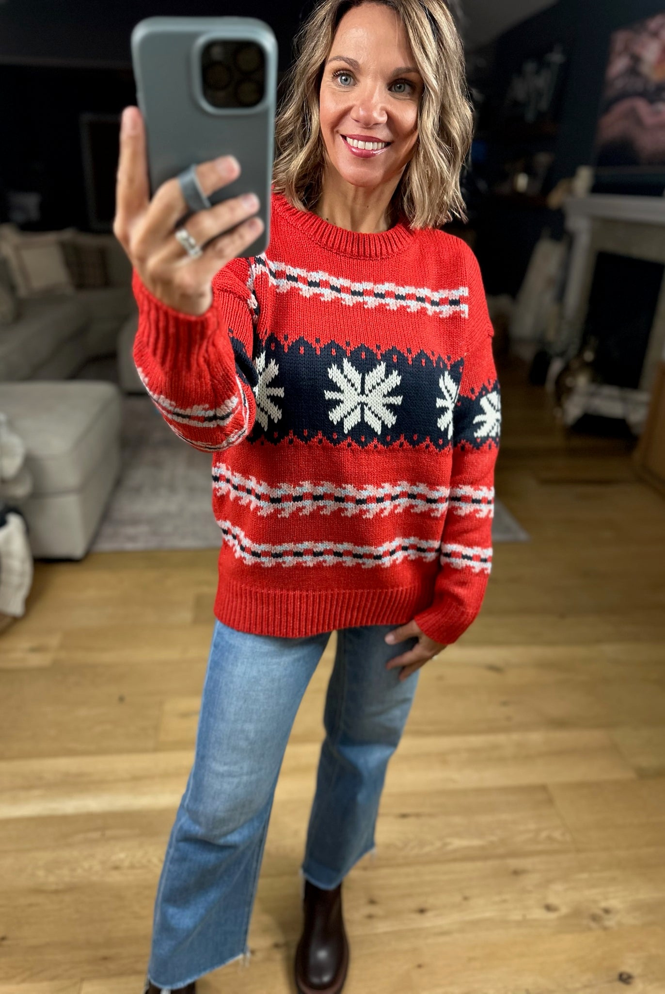 Festive Moods Fair Isle Knit Sweater-Sweaters-Staccato-Anna Kaytes Boutique, Women's Fashion Boutique in Grinnell, Iowa