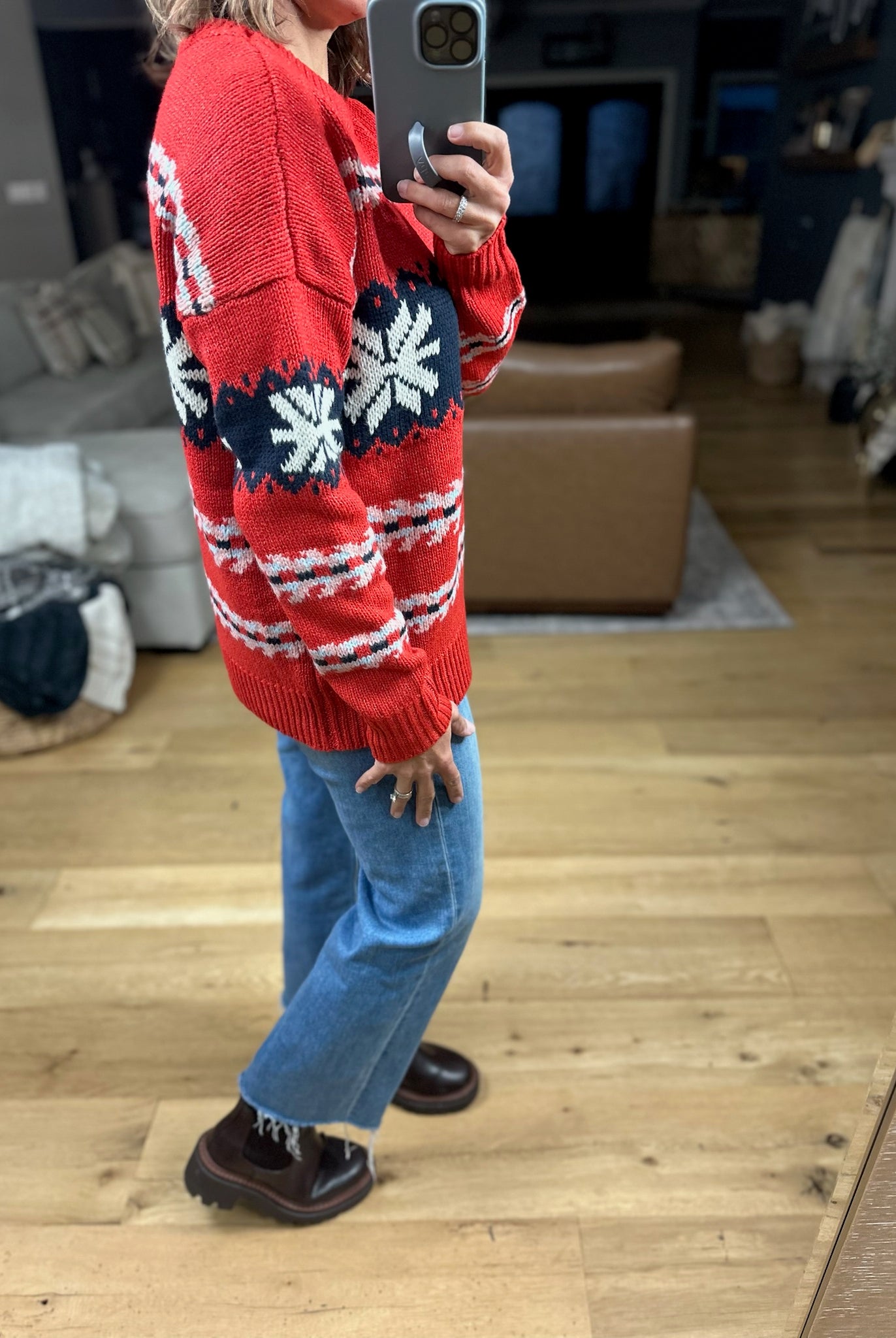 Festive Moods Fair Isle Knit Sweater-Sweaters-Staccato-Anna Kaytes Boutique, Women's Fashion Boutique in Grinnell, Iowa