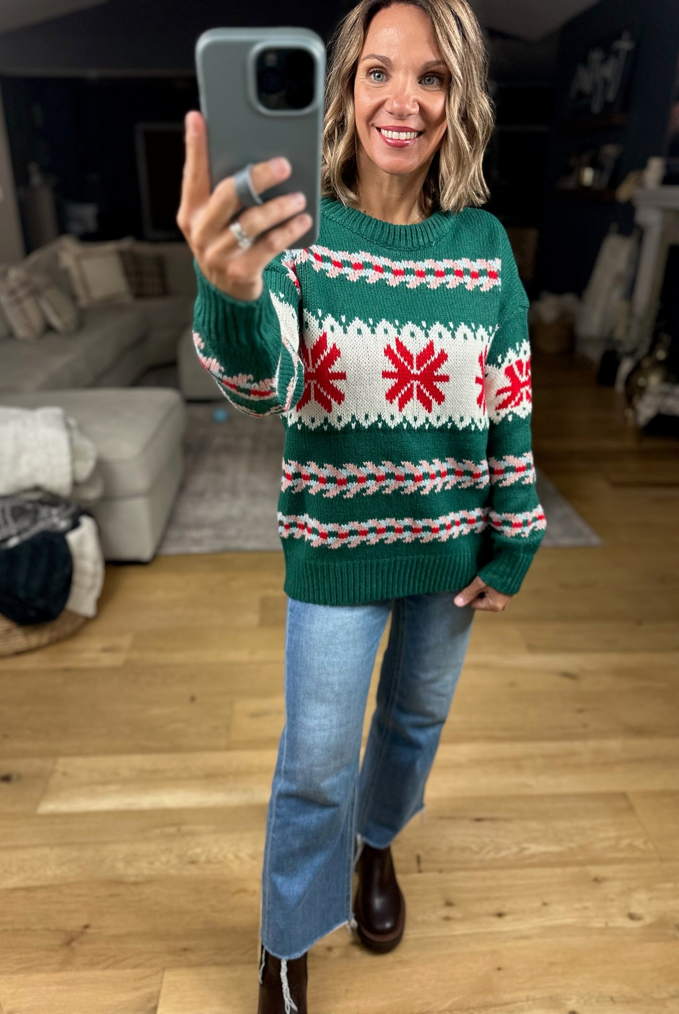 Festive Moods Fair Isle Knit Sweater-Sweaters-Staccato-Anna Kaytes Boutique, Women's Fashion Boutique in Grinnell, Iowa