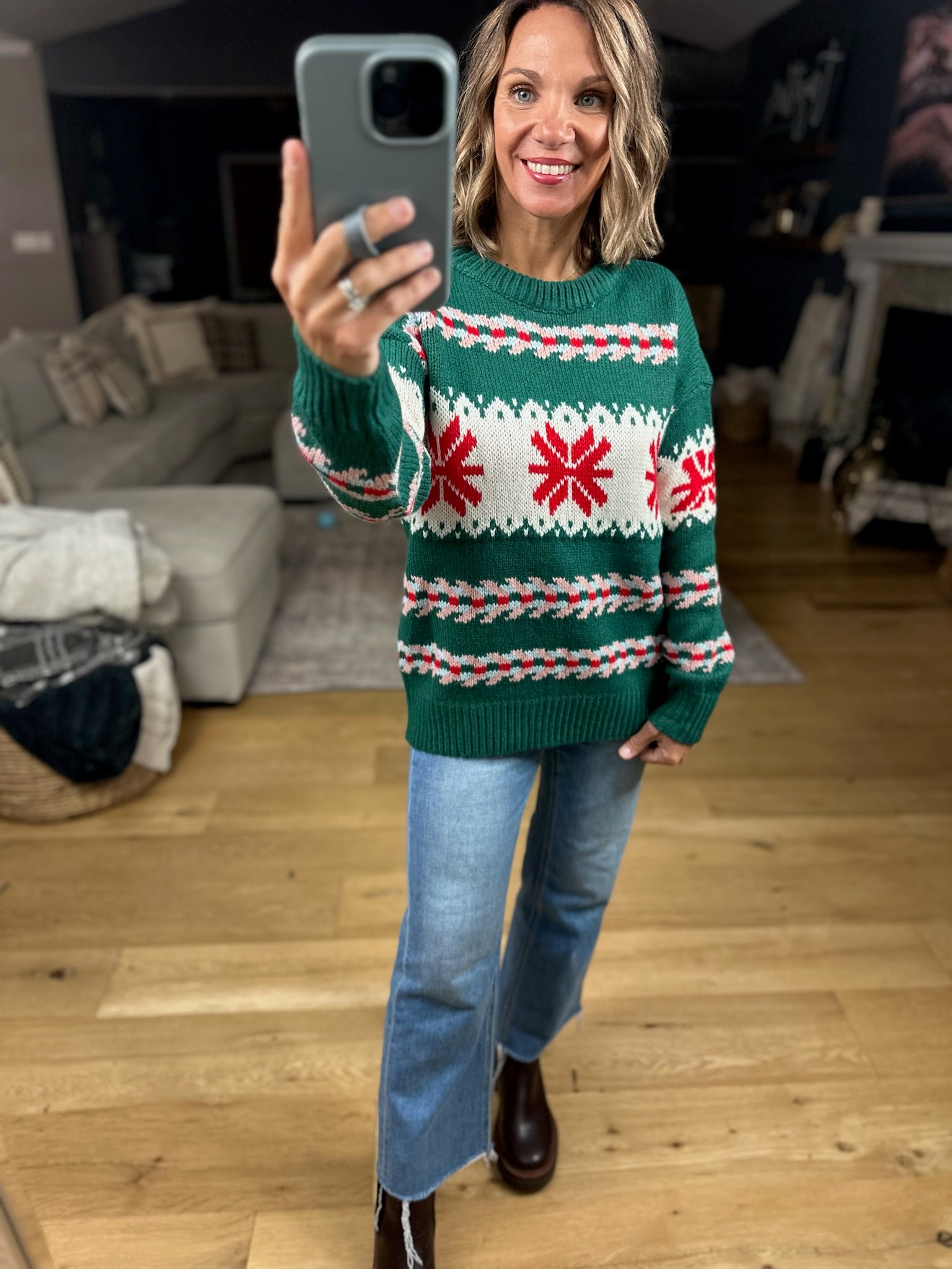 Festive Moods Fair Isle Knit Sweater-Sweaters-Staccato-Anna Kaytes Boutique, Women's Fashion Boutique in Grinnell, Iowa