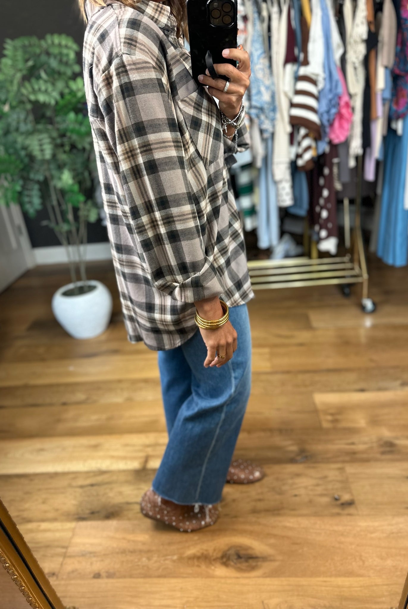 Fireside Chat Plaid Button-Down-Long Sleeves-be cool-Anna Kaytes Boutique, Women's Fashion Boutique in Grinnell, Iowa