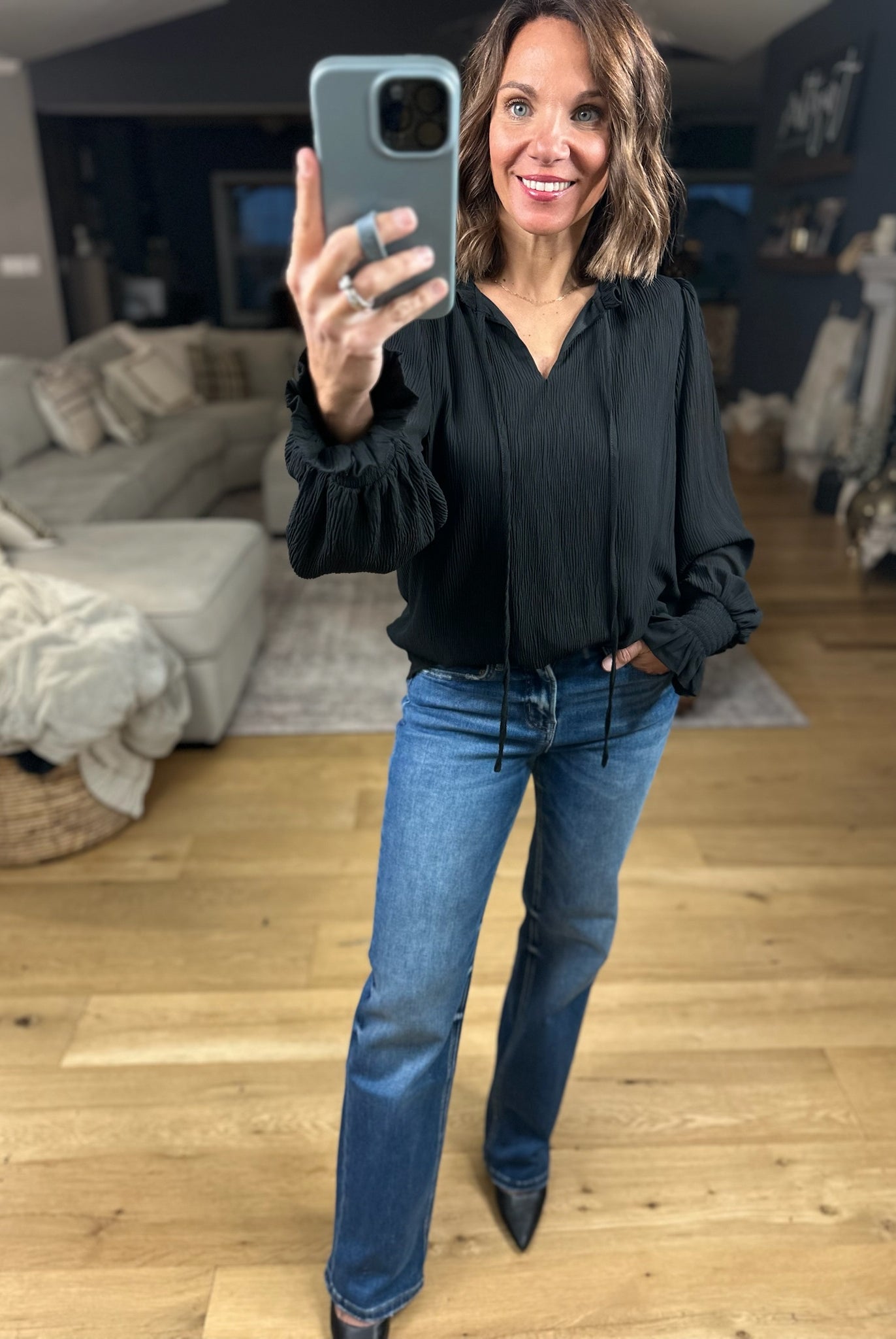 What You Miss Textured Top-Long Sleeves-Jodifl-Anna Kaytes Boutique, Women's Fashion Boutique in Grinnell, Iowa