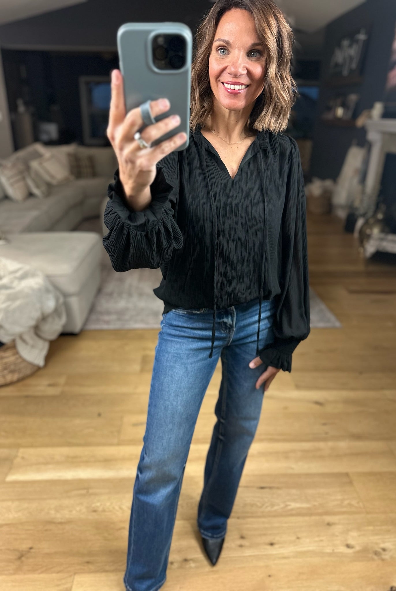 What You Miss Textured Top-Long Sleeves-Jodifl-Anna Kaytes Boutique, Women's Fashion Boutique in Grinnell, Iowa