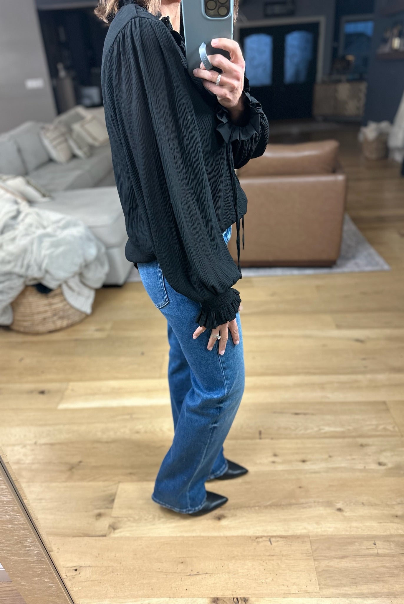 What You Miss Textured Top-Long Sleeves-Jodifl-Anna Kaytes Boutique, Women's Fashion Boutique in Grinnell, Iowa