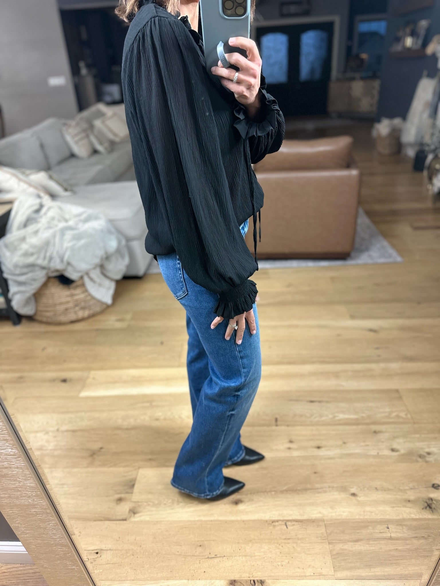 What You Miss Textured Top-Long Sleeves-Jodifl-Anna Kaytes Boutique, Women's Fashion Boutique in Grinnell, Iowa