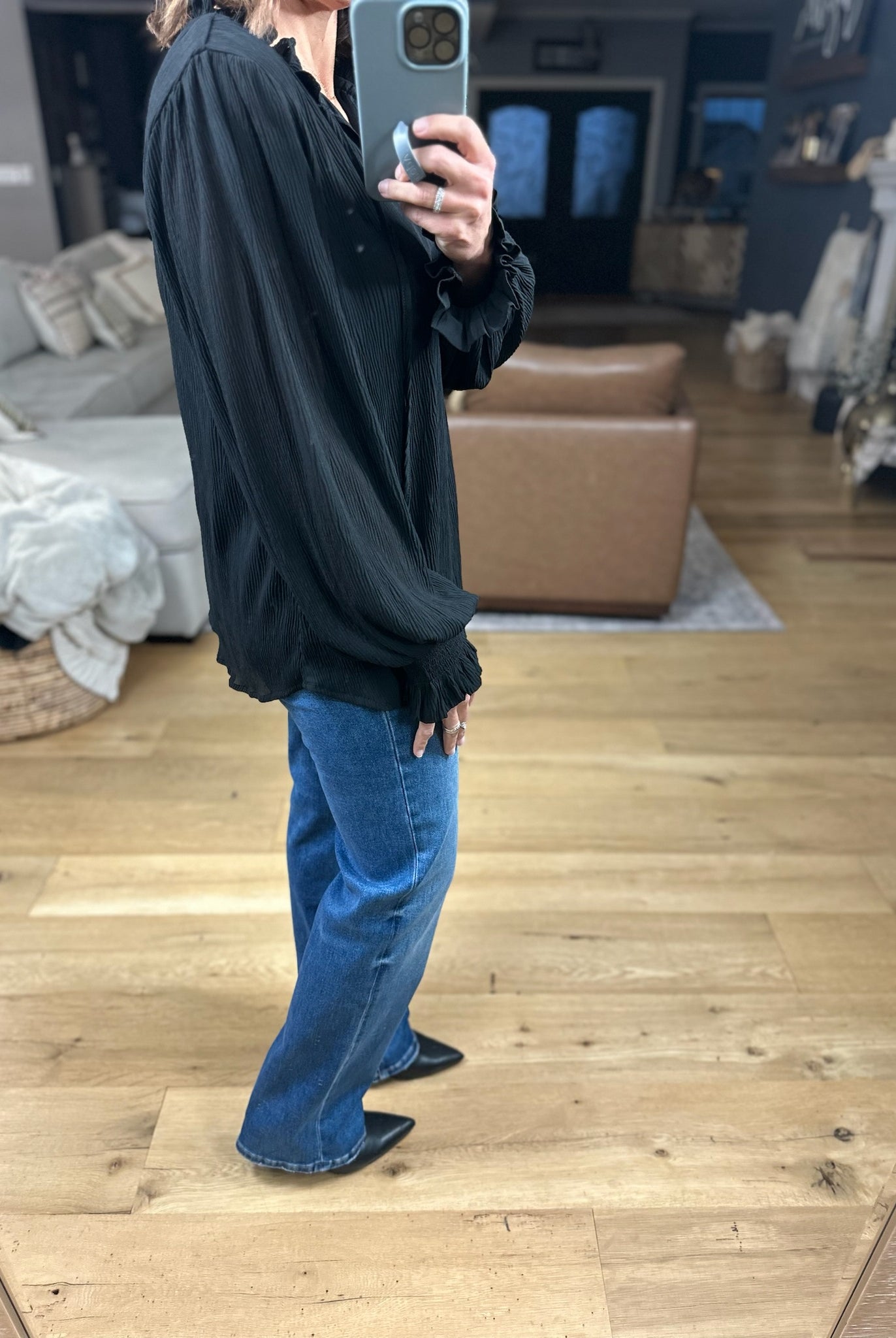 What You Miss Textured Top-Long Sleeves-Jodifl-Anna Kaytes Boutique, Women's Fashion Boutique in Grinnell, Iowa