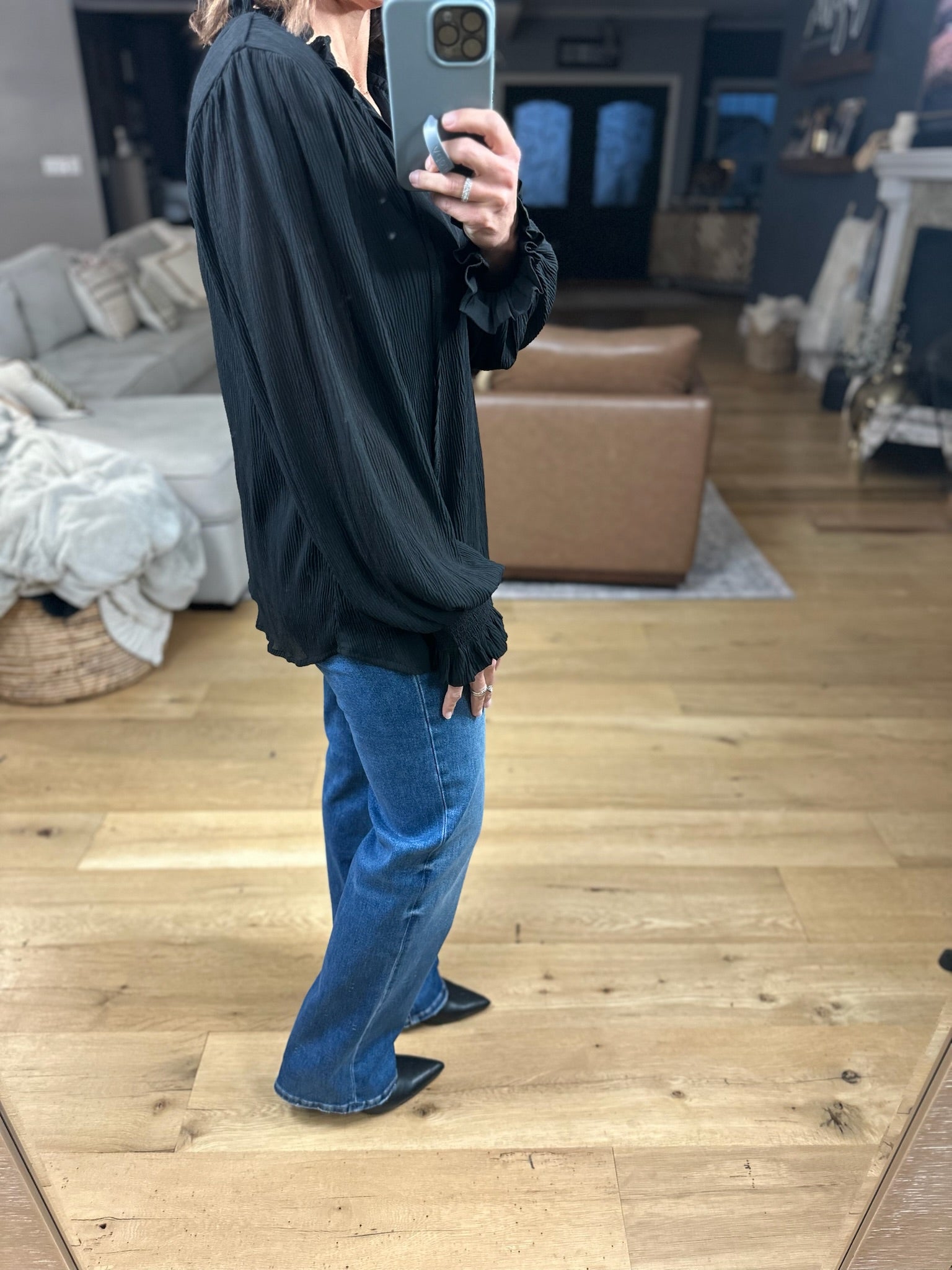 What You Miss Textured Top-Long Sleeves-Jodifl-Anna Kaytes Boutique, Women's Fashion Boutique in Grinnell, Iowa