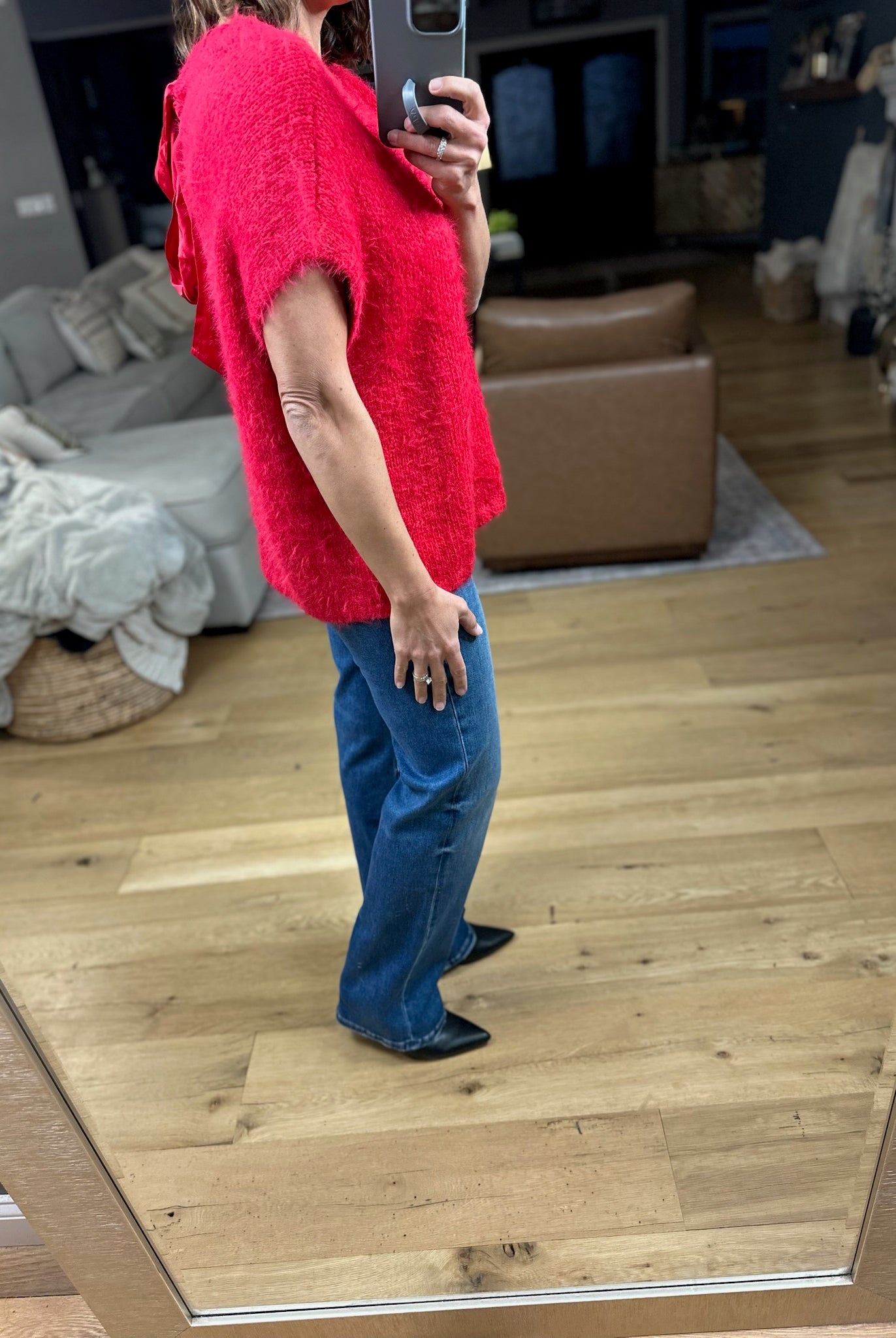 No Rush Short Sleeve Bow-Back Sweater-Sweaters-Wishlist-Anna Kaytes Boutique, Women's Fashion Boutique in Grinnell, Iowa