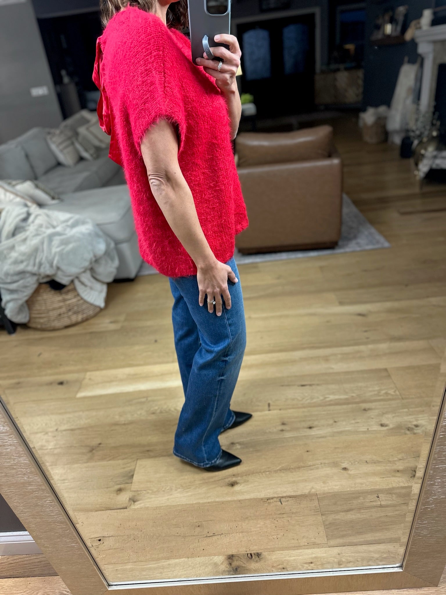 No Rush Short Sleeve Bow-Back Sweater-Sweaters-Wishlist-Anna Kaytes Boutique, Women's Fashion Boutique in Grinnell, Iowa