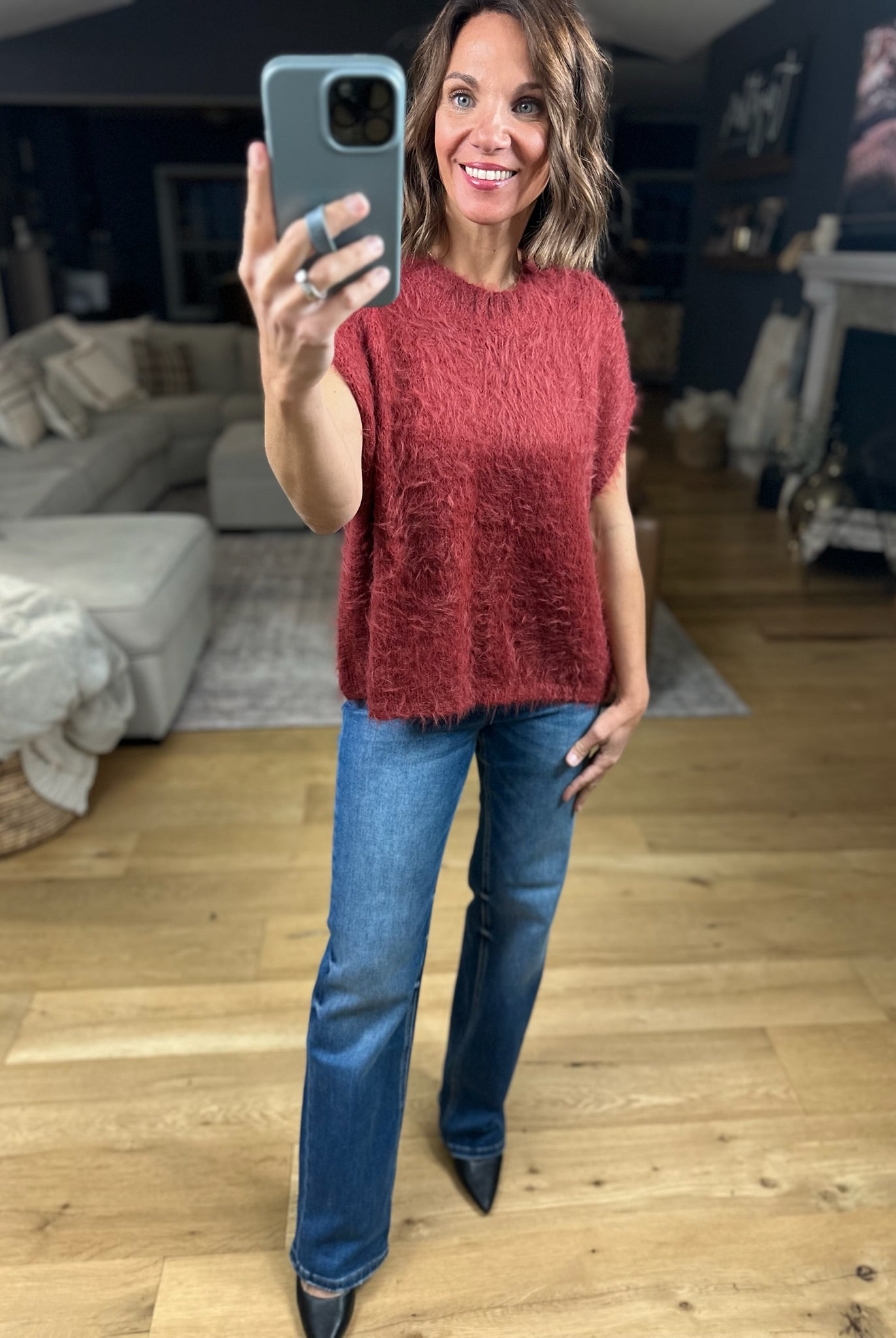 No Rush Short Sleeve Bow-Back Sweater-Sweaters-Wishlist-Anna Kaytes Boutique, Women's Fashion Boutique in Grinnell, Iowa