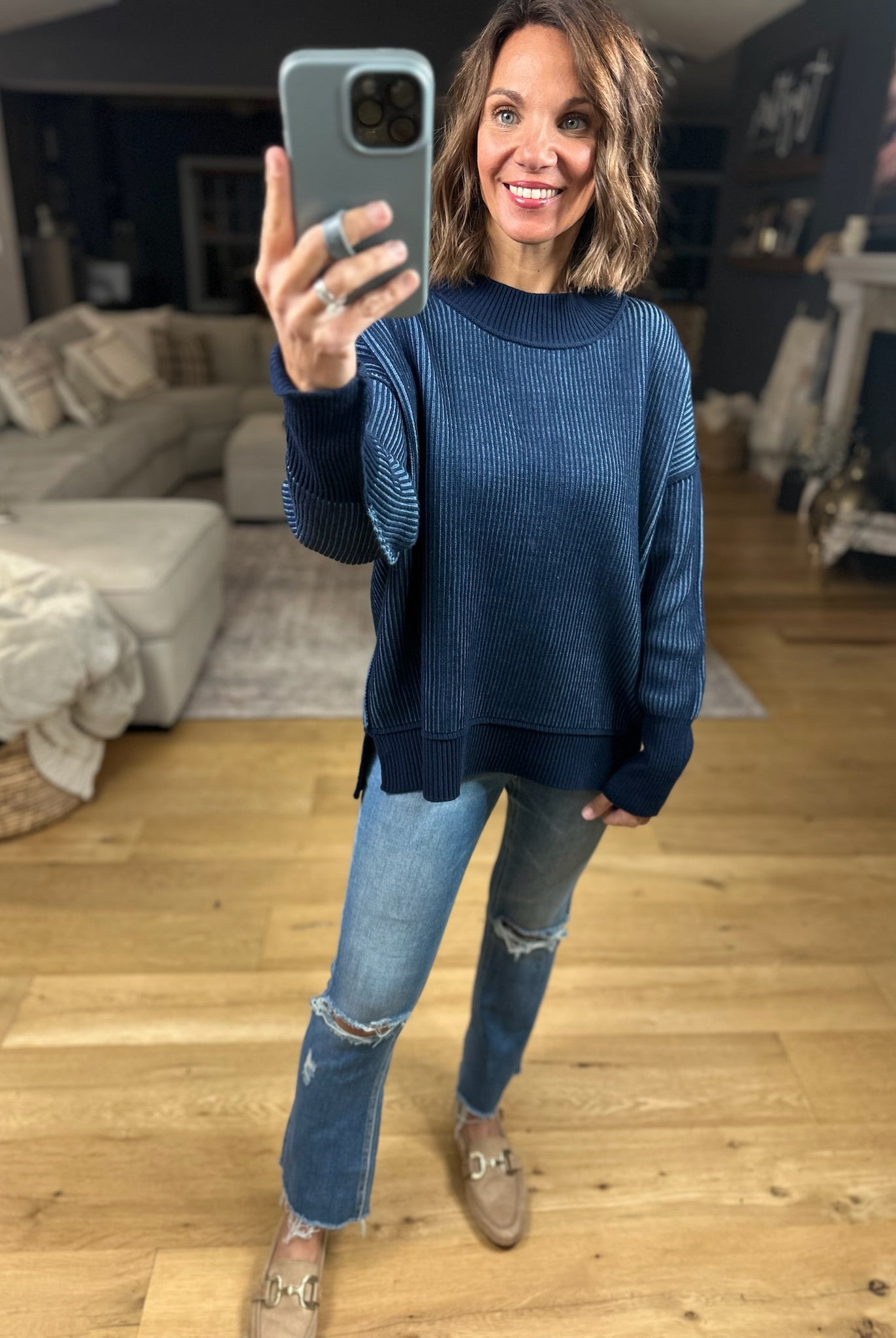 Make A Deal Textured Sweater-Sweaters-Zenana-Anna Kaytes Boutique, Women's Fashion Boutique in Grinnell, Iowa