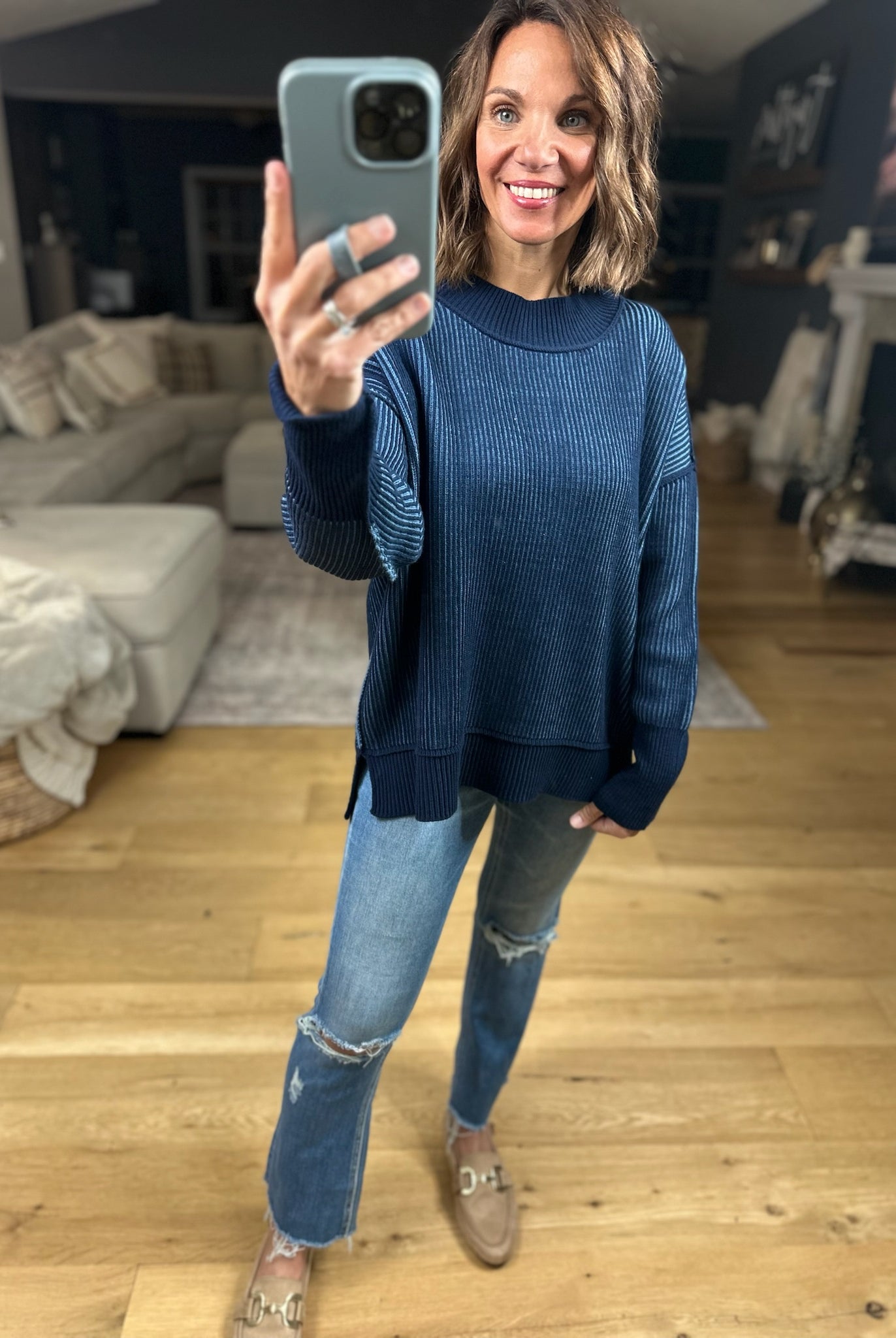 Make A Deal Textured Sweater-Sweaters-Zenana-Anna Kaytes Boutique, Women's Fashion Boutique in Grinnell, Iowa