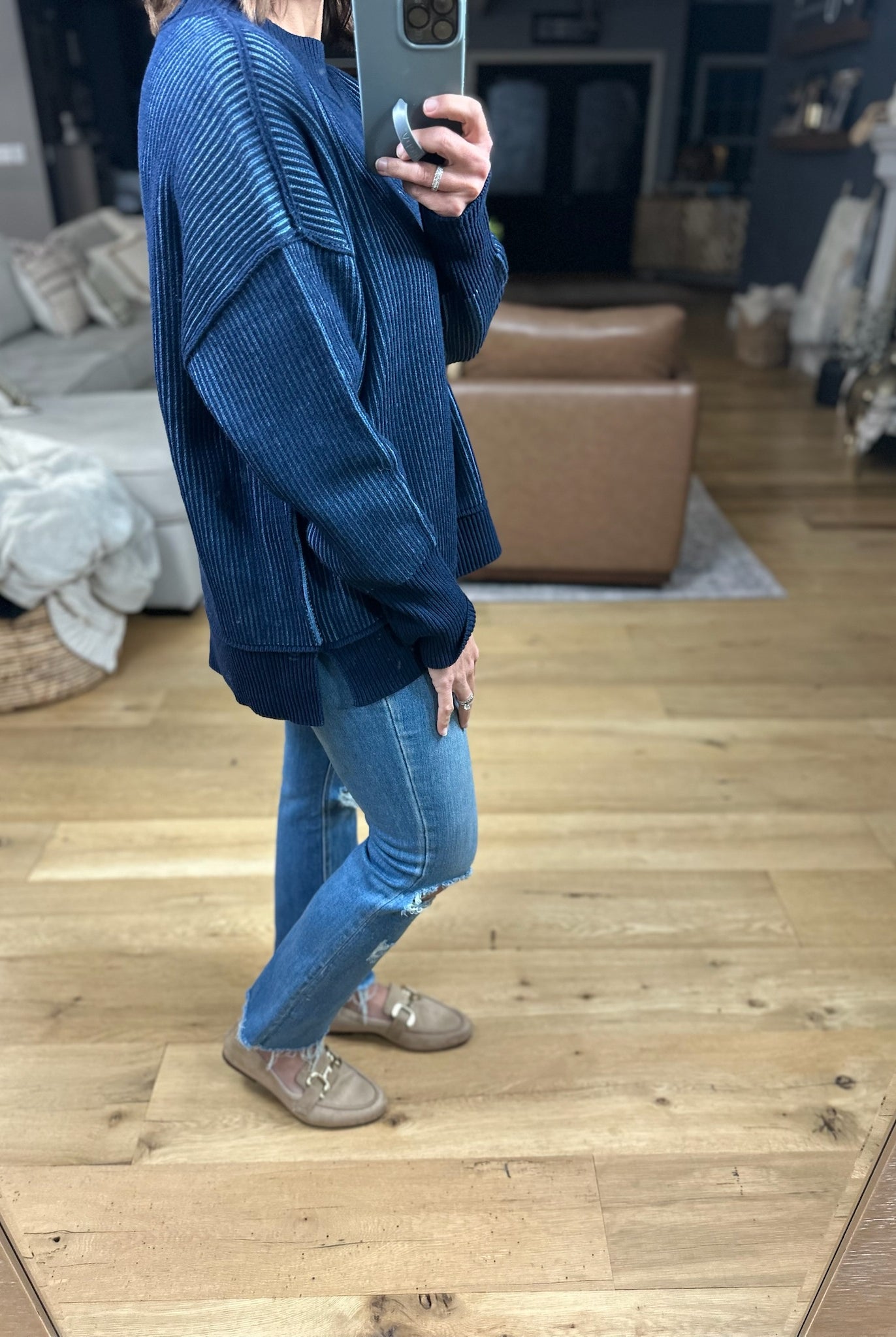 Make A Deal Textured Sweater-Sweaters-Zenana-Anna Kaytes Boutique, Women's Fashion Boutique in Grinnell, Iowa