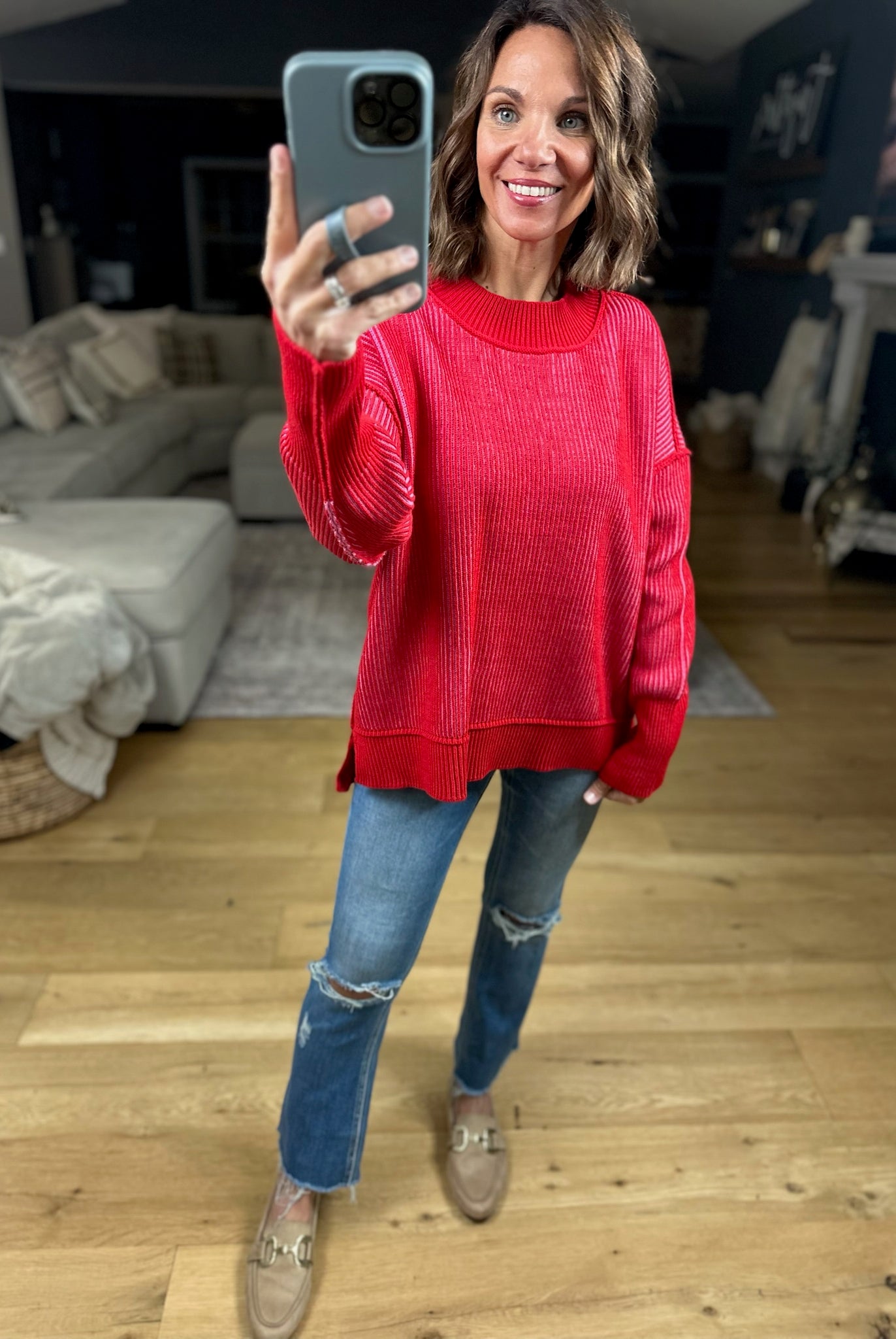 Make A Deal Textured Sweater-Sweaters-Zenana-Anna Kaytes Boutique, Women's Fashion Boutique in Grinnell, Iowa