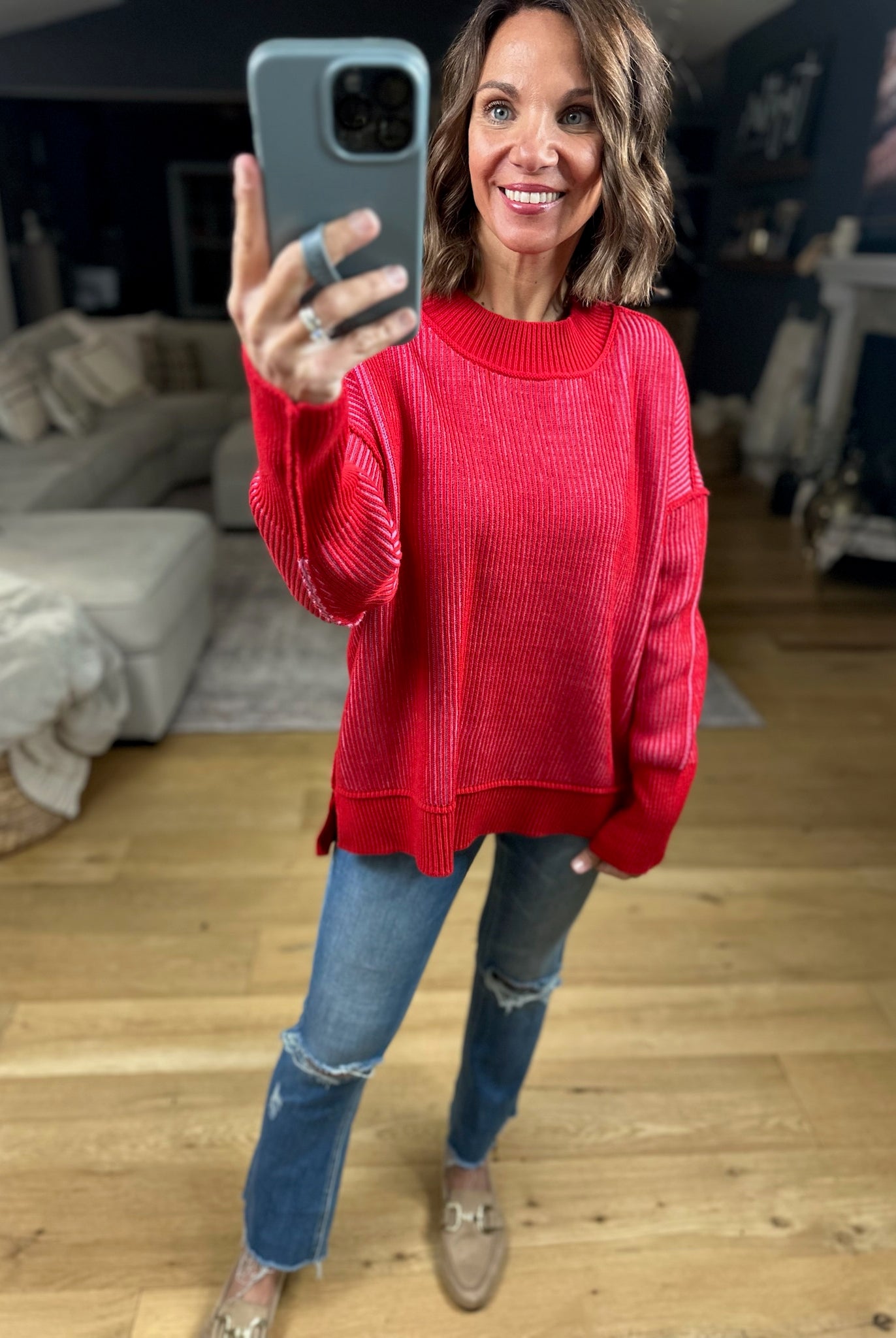 Make A Deal Textured Sweater-Sweaters-Zenana-Anna Kaytes Boutique, Women's Fashion Boutique in Grinnell, Iowa