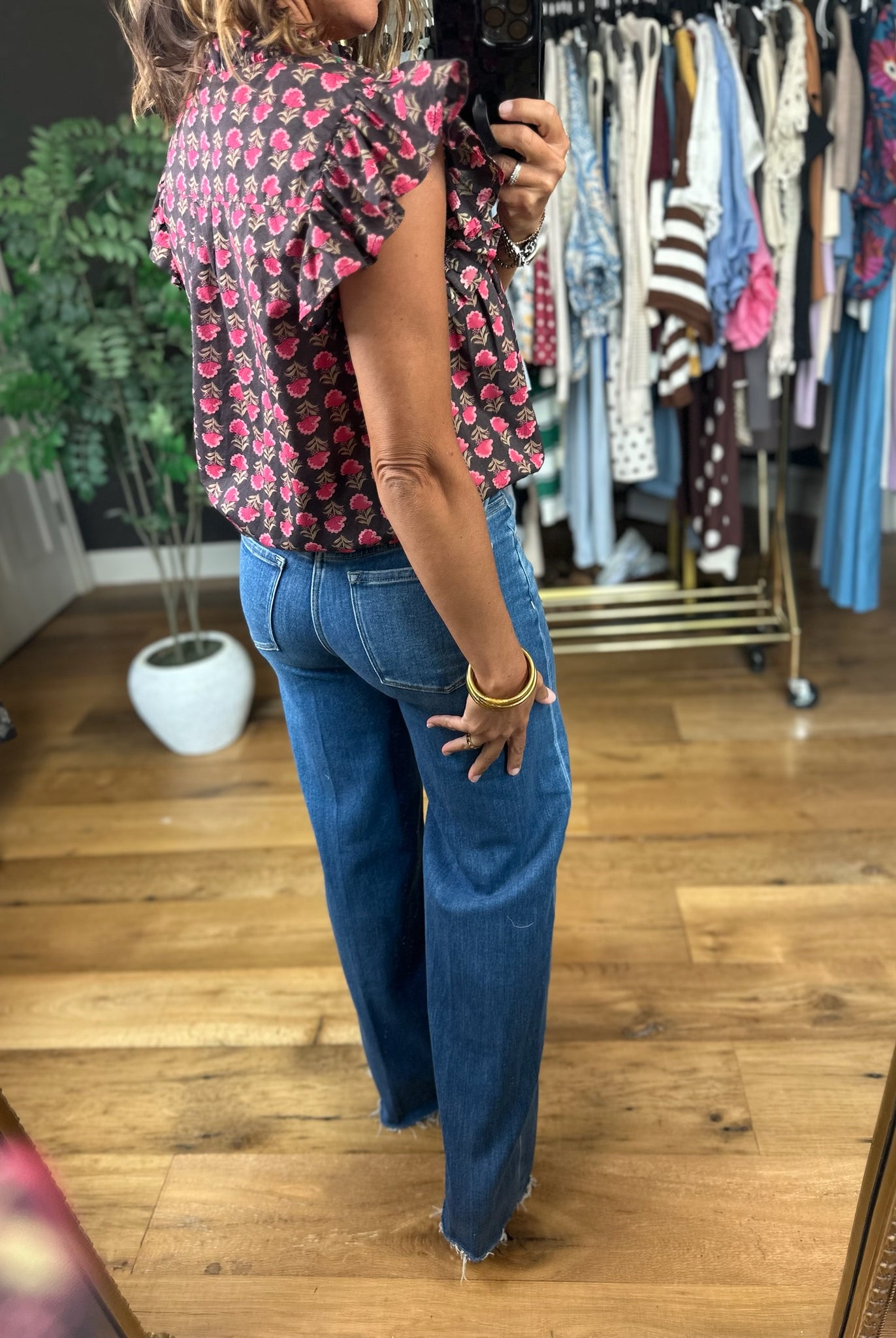 On The Edge Floral Top - THML-Short Sleeves-THML-Anna Kaytes Boutique, Women's Fashion Boutique in Grinnell, Iowa
