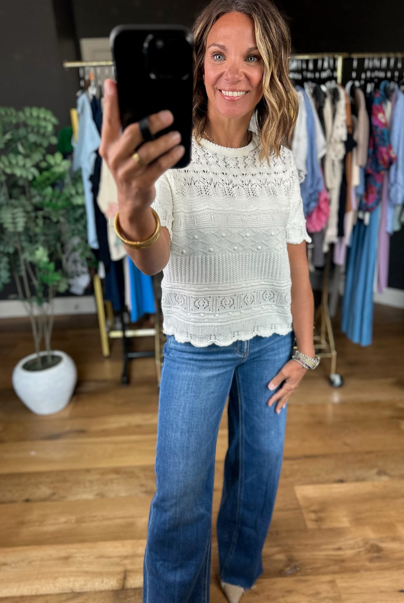All Things Considered Crochet Top-Short Sleeves-Vine & Love-Anna Kaytes Boutique, Women's Fashion Boutique in Grinnell, Iowa