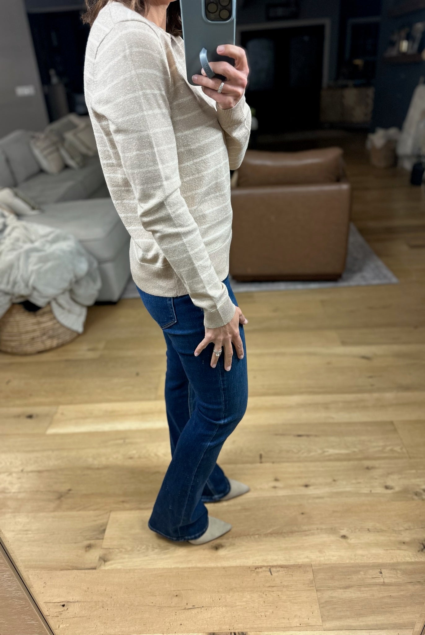 Day Dreamer Striped Crew Sweater-Sweaters-Staccato-Anna Kaytes Boutique, Women's Fashion Boutique in Grinnell, Iowa