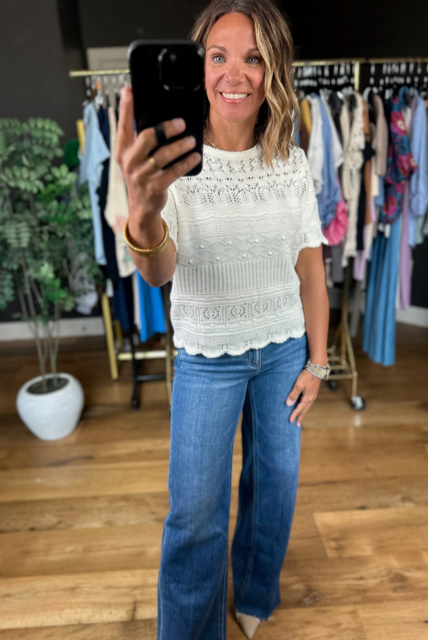 All Things Considered Crochet Top-Short Sleeves-Vine & Love-Anna Kaytes Boutique, Women's Fashion Boutique in Grinnell, Iowa