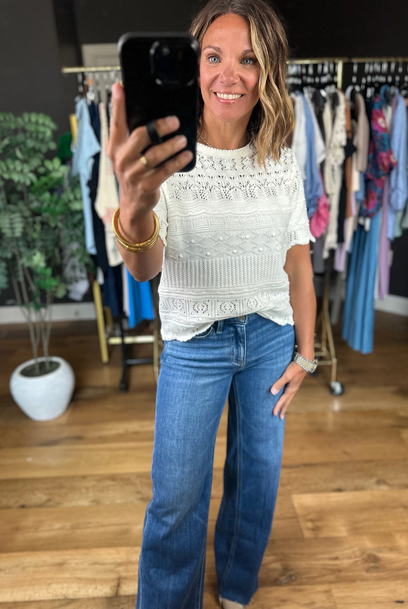 All Things Considered Crochet Top-Short Sleeves-Vine & Love-Anna Kaytes Boutique, Women's Fashion Boutique in Grinnell, Iowa