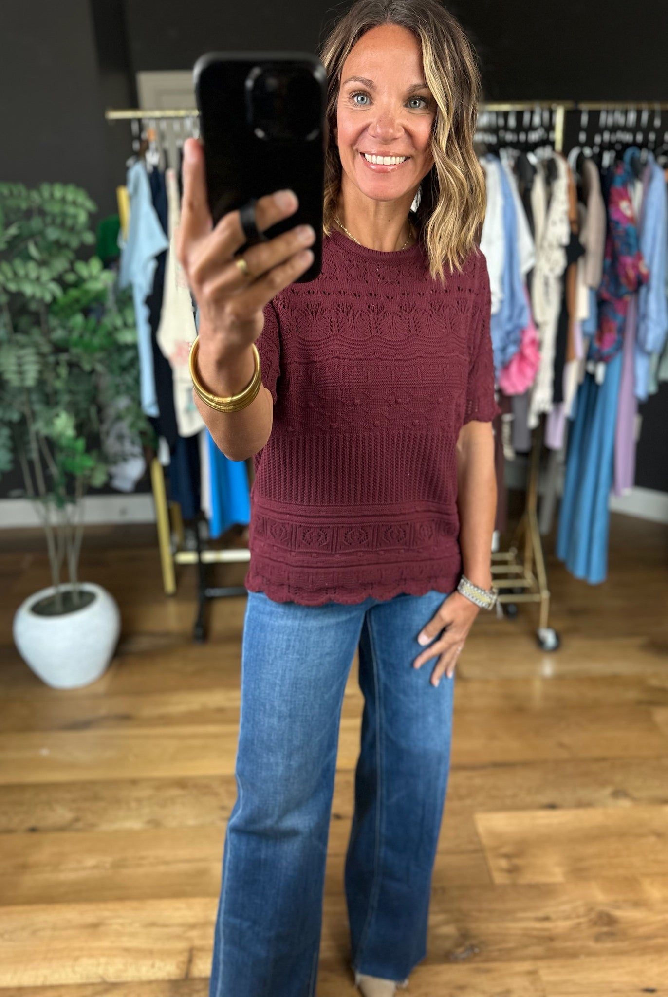 All Things Considered Crochet Top-Short Sleeves-Vine & Love-Anna Kaytes Boutique, Women's Fashion Boutique in Grinnell, Iowa
