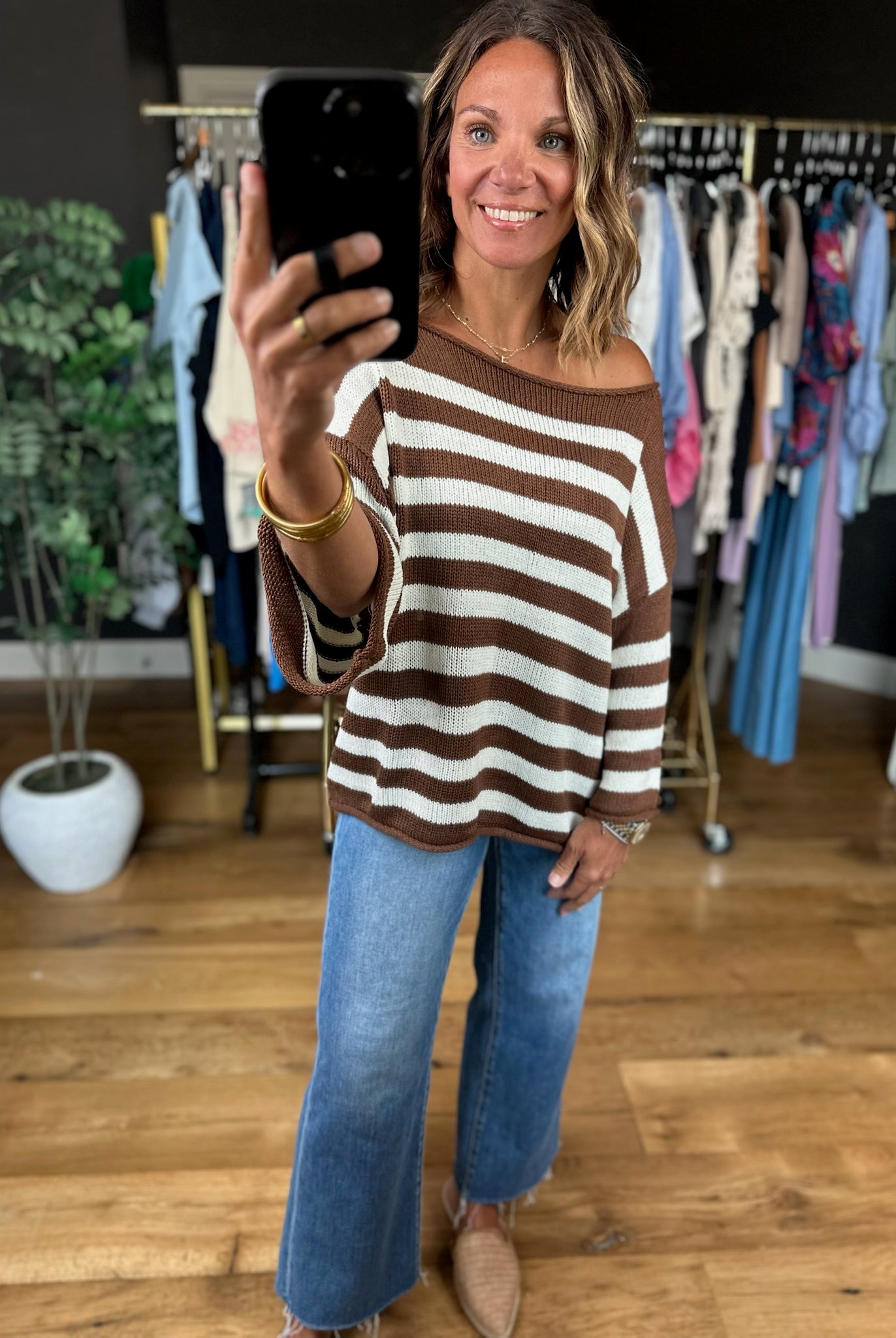 All Figured Out Striped Knit Top-Sweaters-Vine & Love-Anna Kaytes Boutique, Women's Fashion Boutique in Grinnell, Iowa