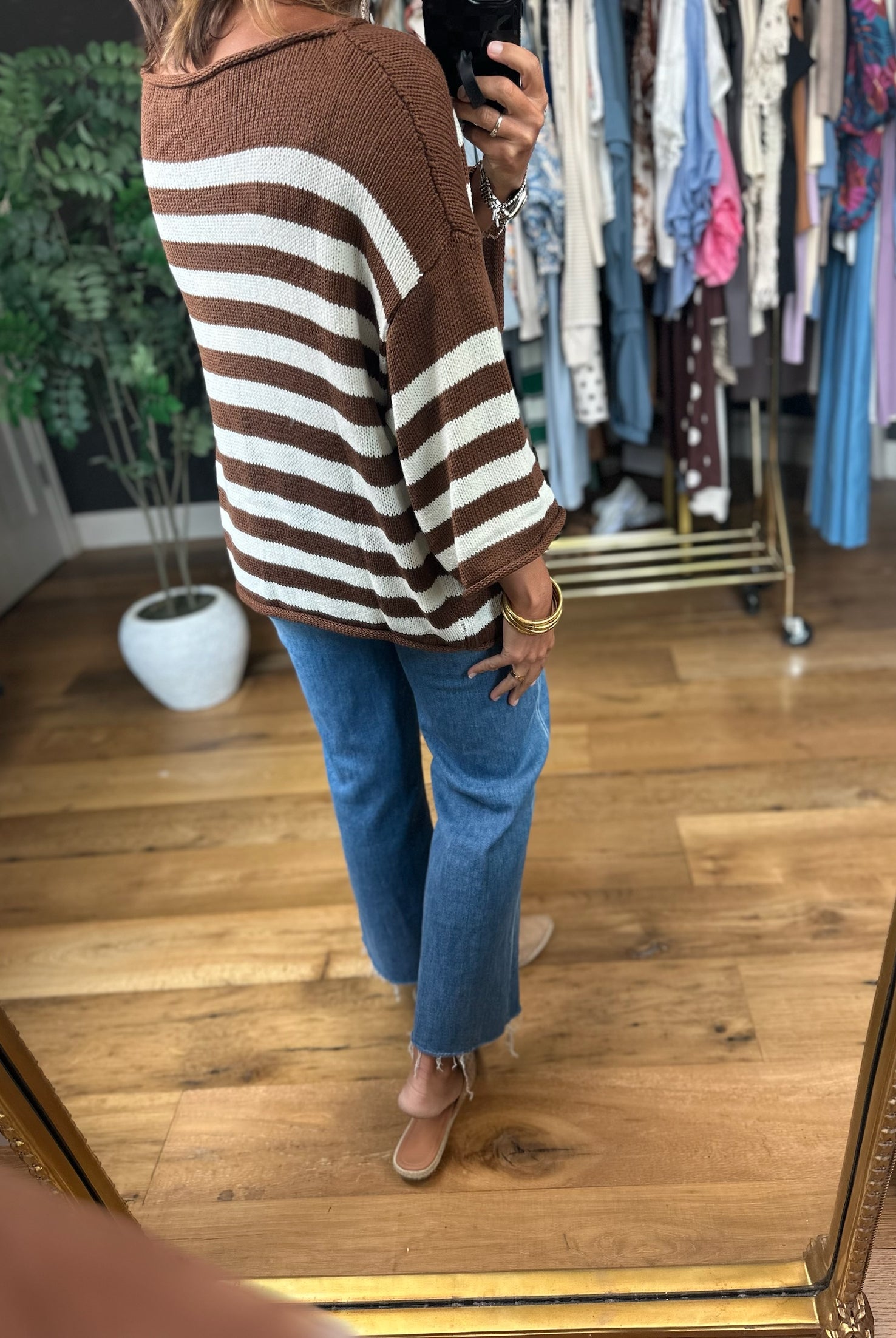 All Figured Out Striped Knit Top-Sweaters-Vine & Love-Anna Kaytes Boutique, Women's Fashion Boutique in Grinnell, Iowa