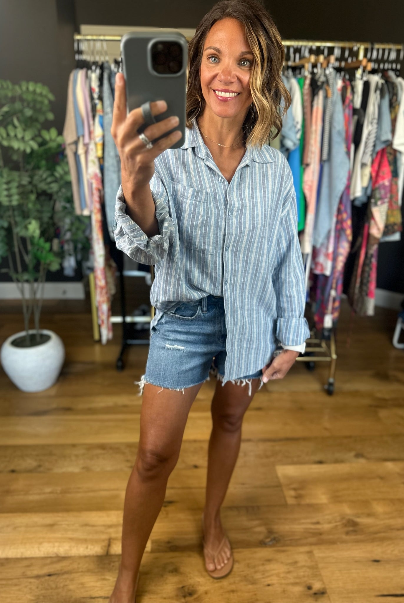 Z Supply The Perfect Striped Button-Up-Long Sleeves-Z Supply-Anna Kaytes Boutique, Women's Fashion Boutique in Grinnell, Iowa