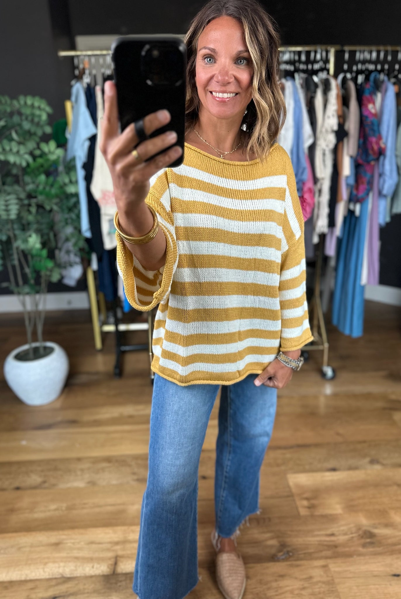 All Figured Out Striped Knit Top-Sweaters-Vine & Love-Anna Kaytes Boutique, Women's Fashion Boutique in Grinnell, Iowa