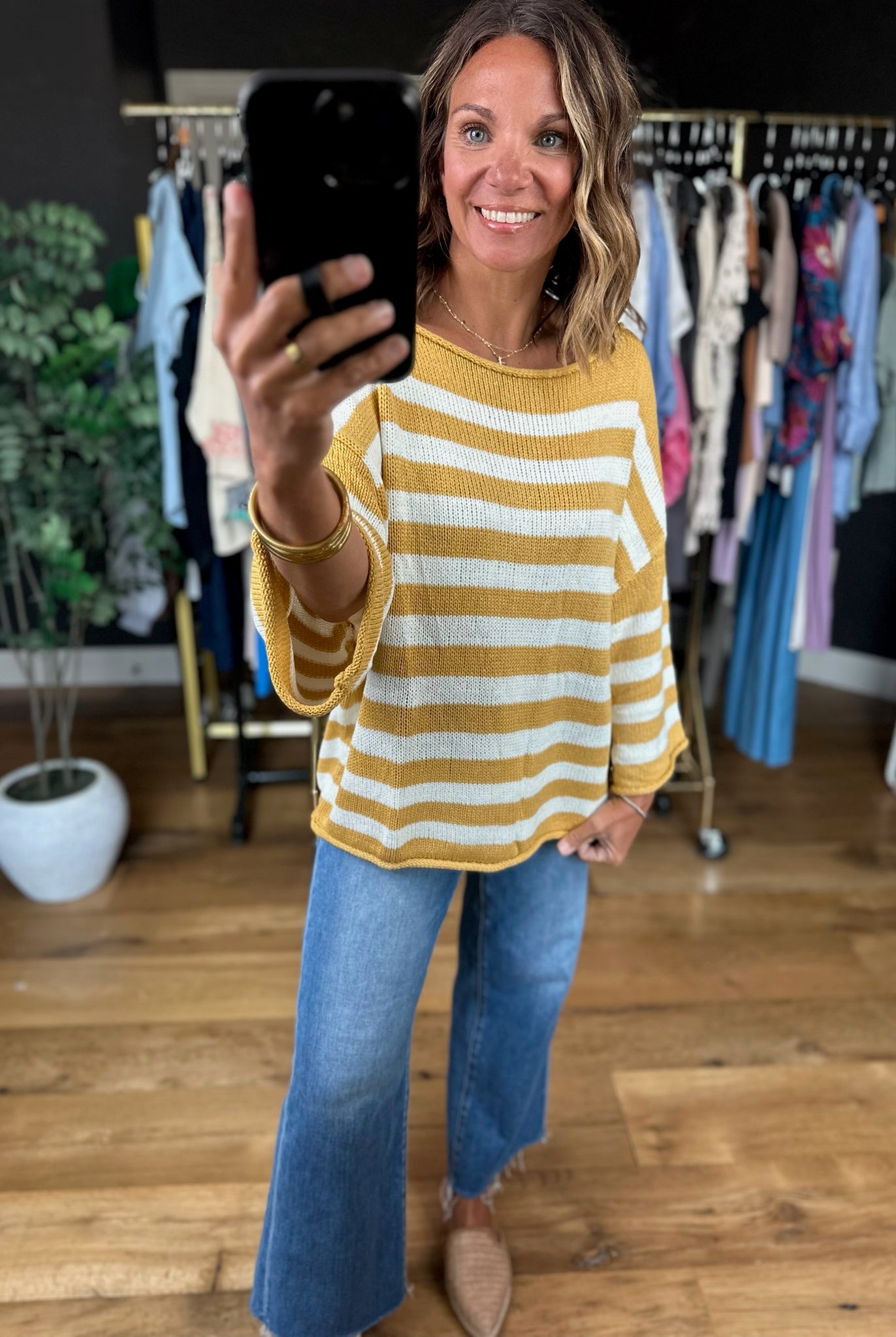 All Figured Out Striped Knit Top-Sweaters-Vine & Love-Anna Kaytes Boutique, Women's Fashion Boutique in Grinnell, Iowa