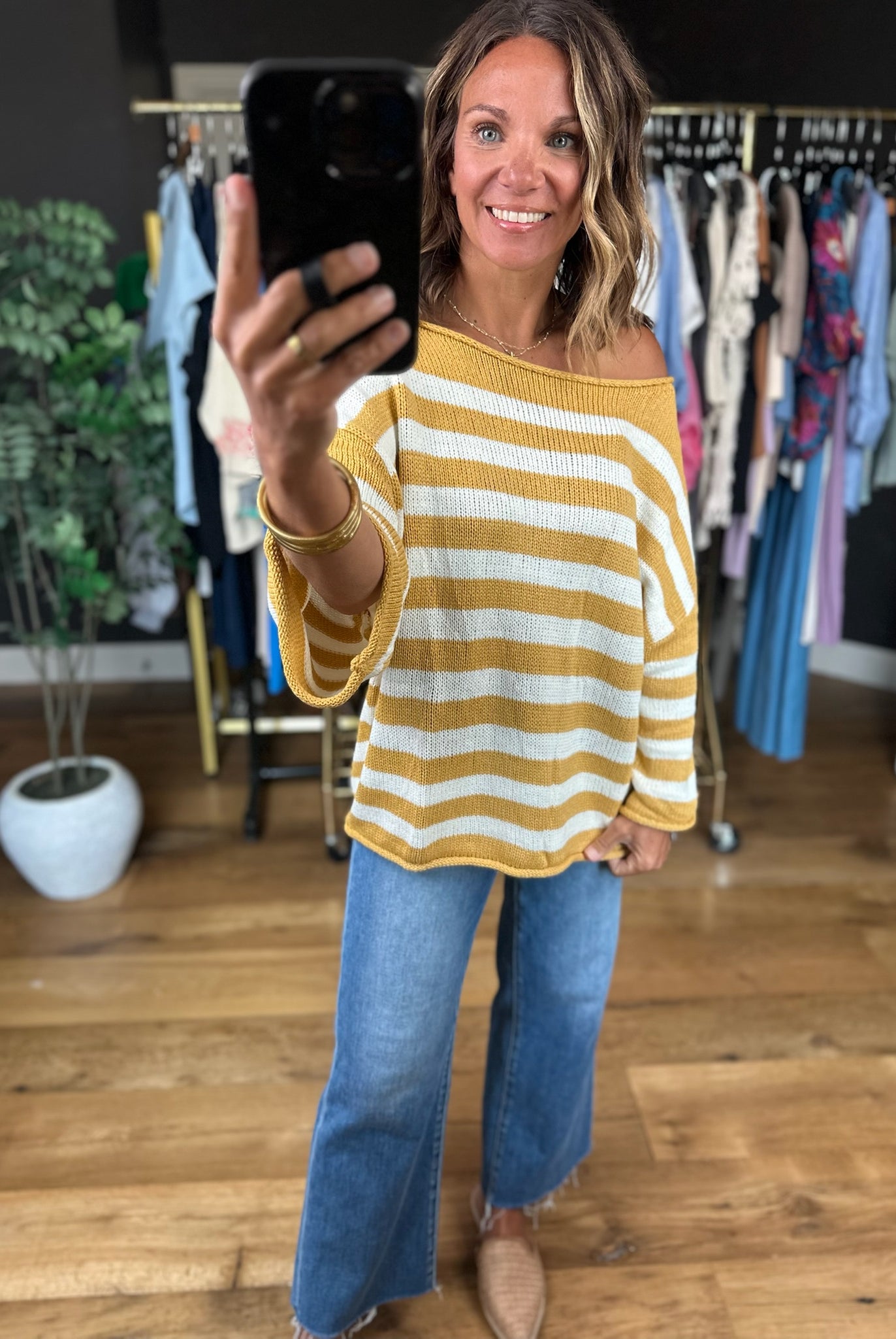 All Figured Out Striped Knit Top-Sweaters-Vine & Love-Anna Kaytes Boutique, Women's Fashion Boutique in Grinnell, Iowa