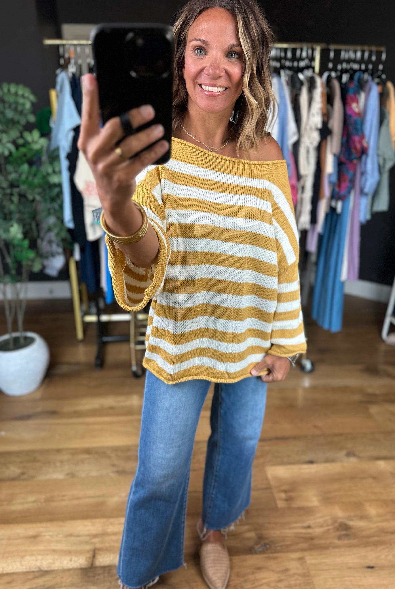All Figured Out Striped Knit Top-Sweaters-Vine & Love-Anna Kaytes Boutique, Women's Fashion Boutique in Grinnell, Iowa