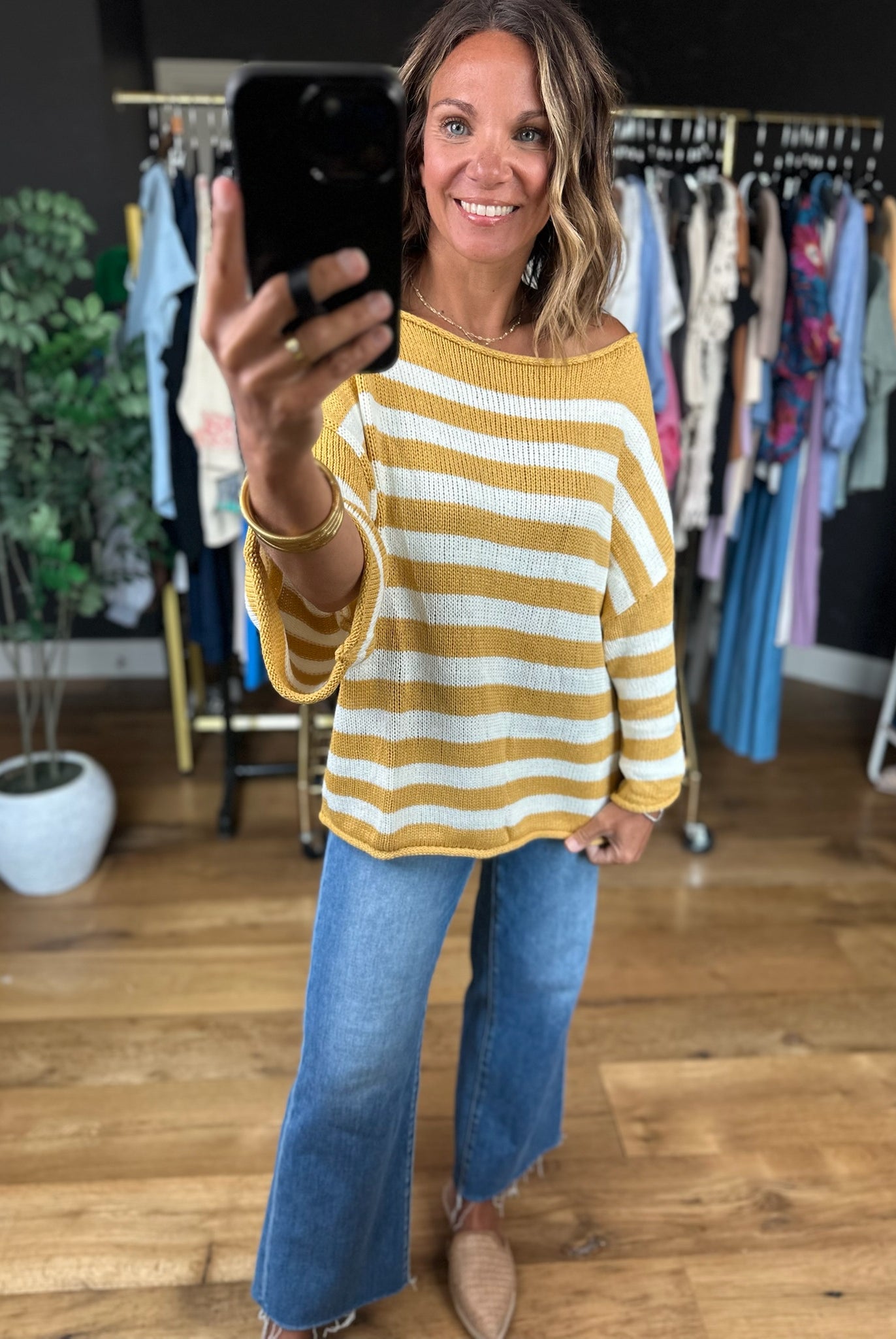 All Figured Out Striped Knit Top-Sweaters-Vine & Love-Anna Kaytes Boutique, Women's Fashion Boutique in Grinnell, Iowa