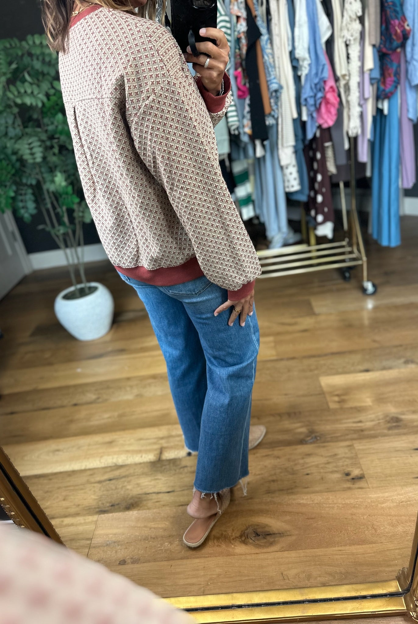 Oh My Fall Patterned Crew-Sweaters-Umgee-Anna Kaytes Boutique, Women's Fashion Boutique in Grinnell, Iowa