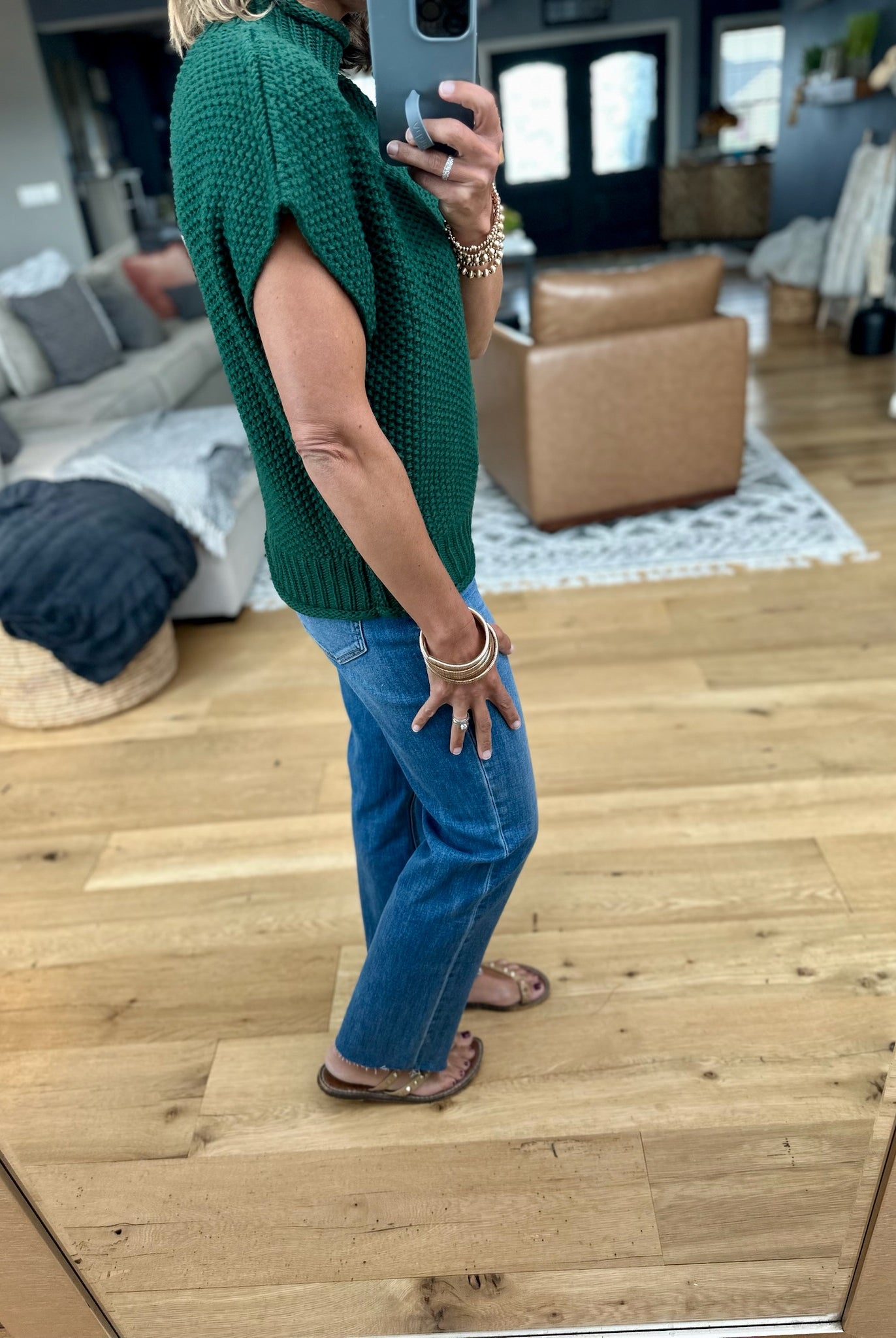 Take Me Out Mock-Neck Sleeveless Sweater - Green-Sweaters-She & Sky-Anna Kaytes Boutique, Women's Fashion Boutique in Grinnell, Iowa