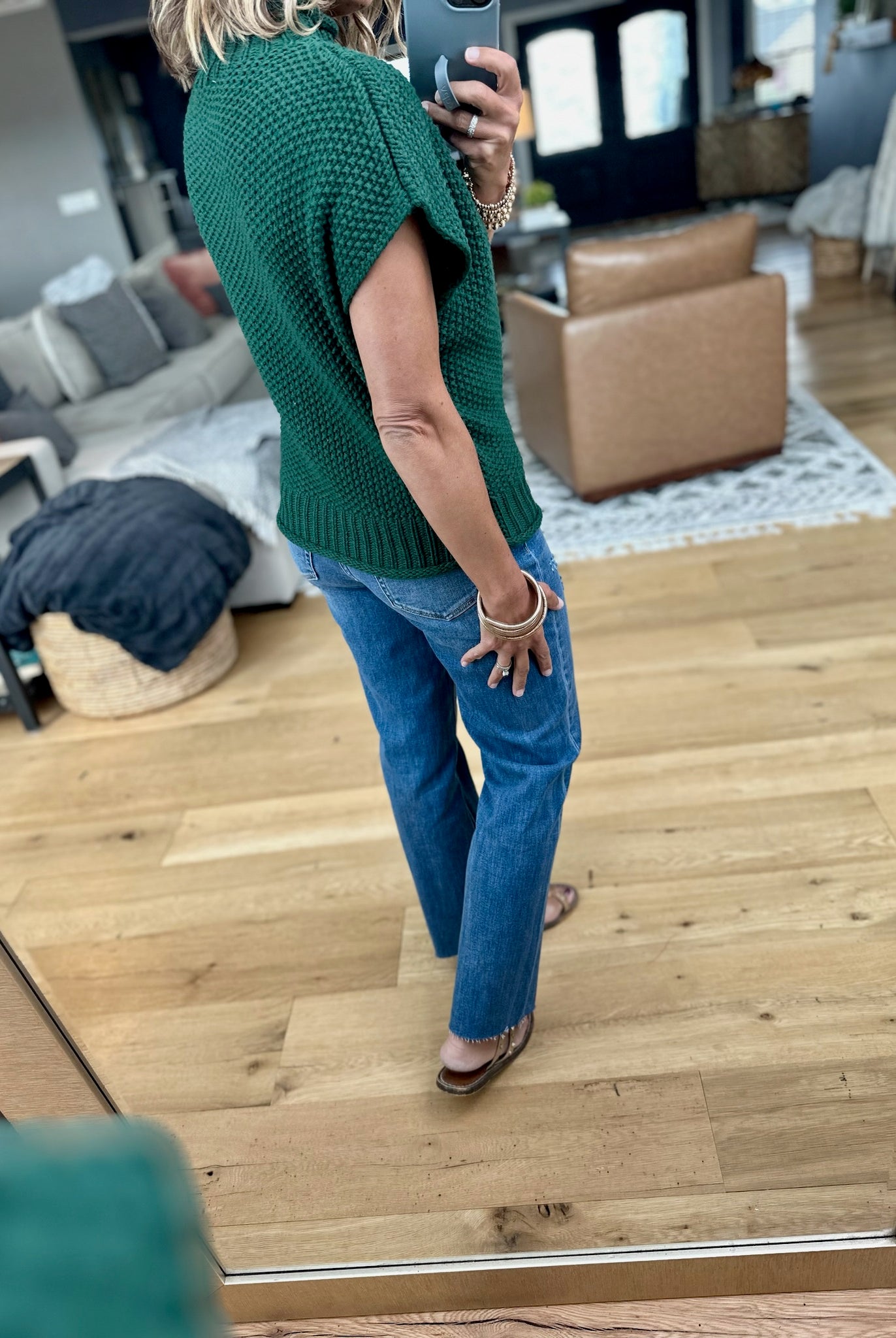 Take Me Out Mock-Neck Sleeveless Sweater - Green-Sweaters-She & Sky-Anna Kaytes Boutique, Women's Fashion Boutique in Grinnell, Iowa