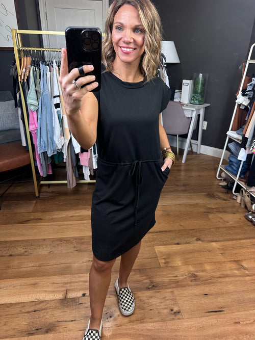 Great Day Ahead Drawstring-Waist Dress - Multiple Options-Staccato 71659A-Anna Kaytes Boutique, Women's Fashion Boutique in Grinnell, Iowa