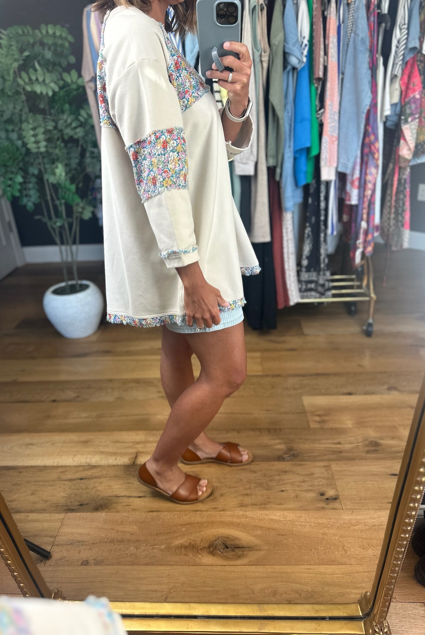 Lucky Ones Floral Patchwork Top-Short Sleeves-Easel-Anna Kaytes Boutique, Women's Fashion Boutique in Grinnell, Iowa