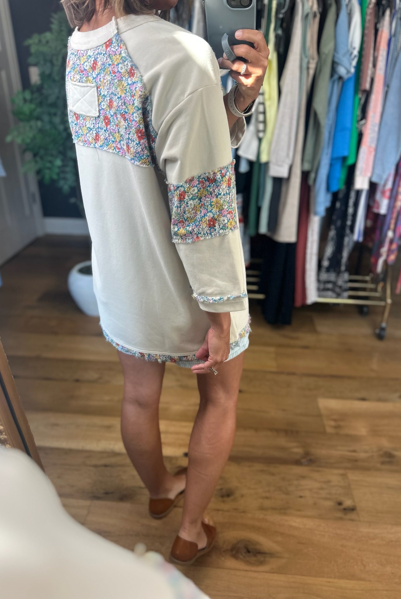 Lucky Ones Floral Patchwork Top-Short Sleeves-Easel-Anna Kaytes Boutique, Women's Fashion Boutique in Grinnell, Iowa