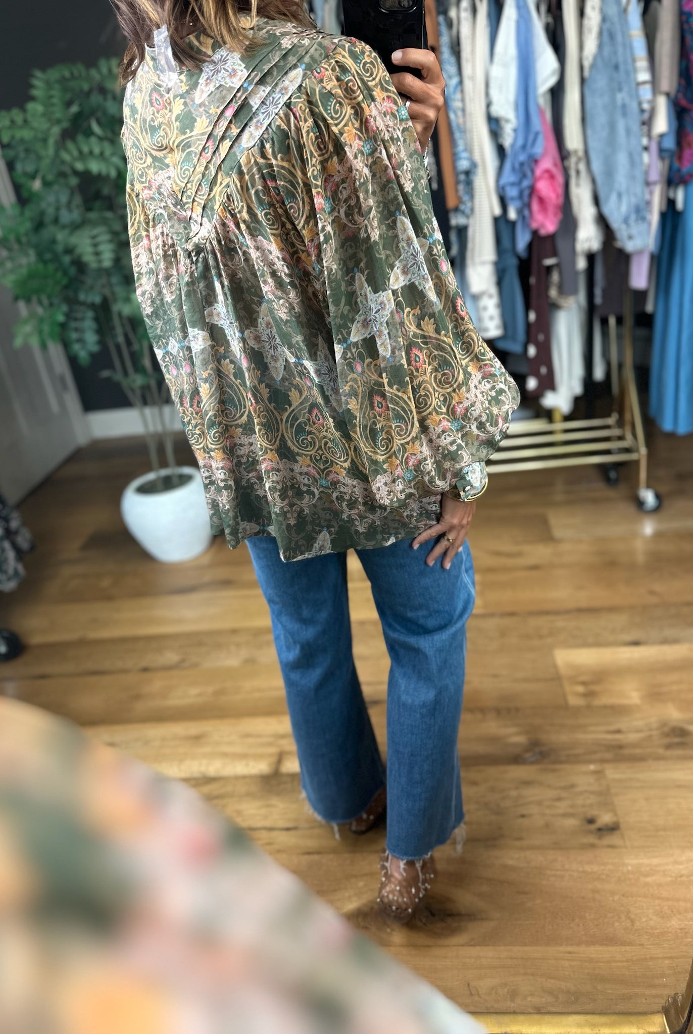 New Paths Balloon-Sleeve Top-Long Sleeves-ee:some-Anna Kaytes Boutique, Women's Fashion Boutique in Grinnell, Iowa