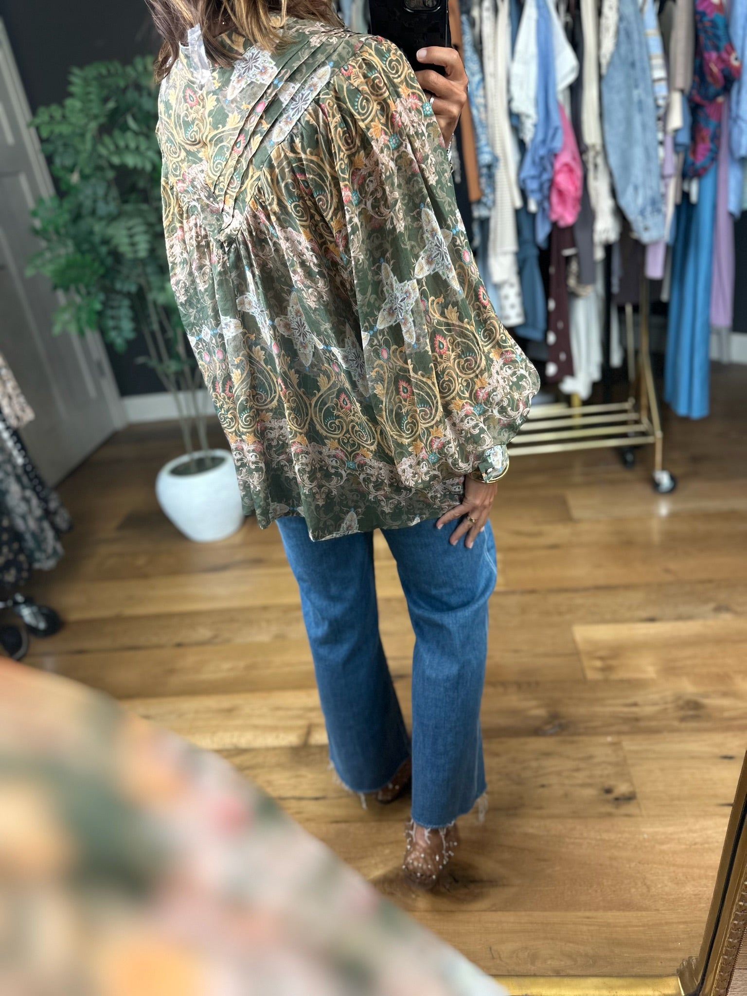 New Paths Balloon-Sleeve Top-Long Sleeves-ee:some-Anna Kaytes Boutique, Women's Fashion Boutique in Grinnell, Iowa