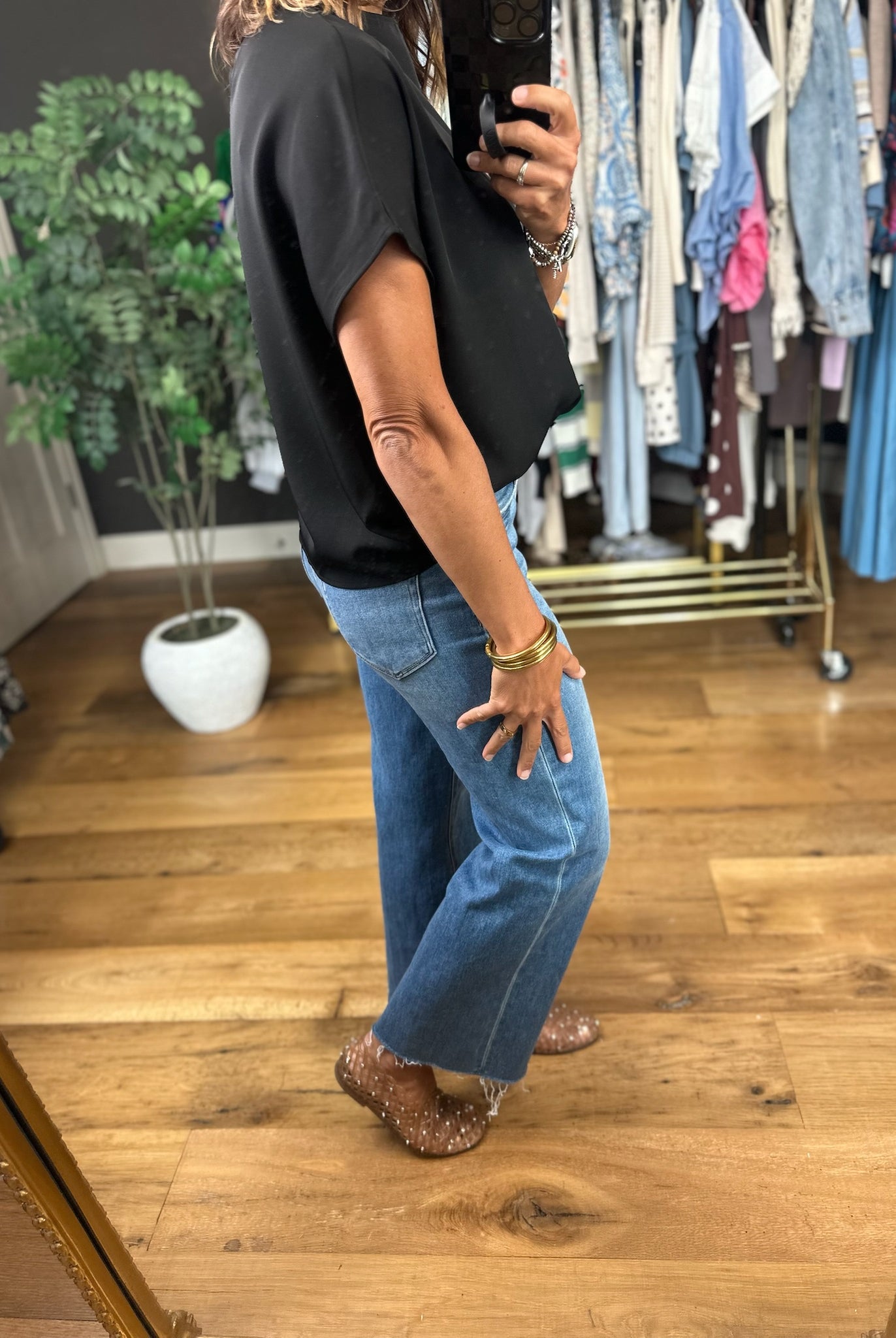 Nothing In Common High-Neck Top-Short Sleeves-Wishlist-Anna Kaytes Boutique, Women's Fashion Boutique in Grinnell, Iowa