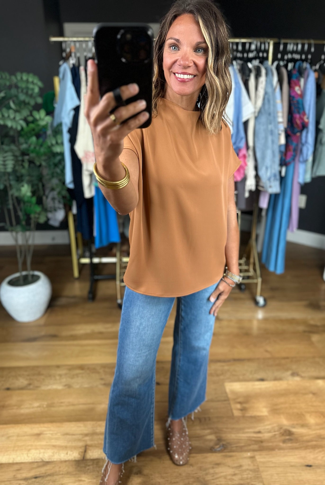Nothing In Common High-Neck Top-Short Sleeves-Wishlist-Anna Kaytes Boutique, Women's Fashion Boutique in Grinnell, Iowa
